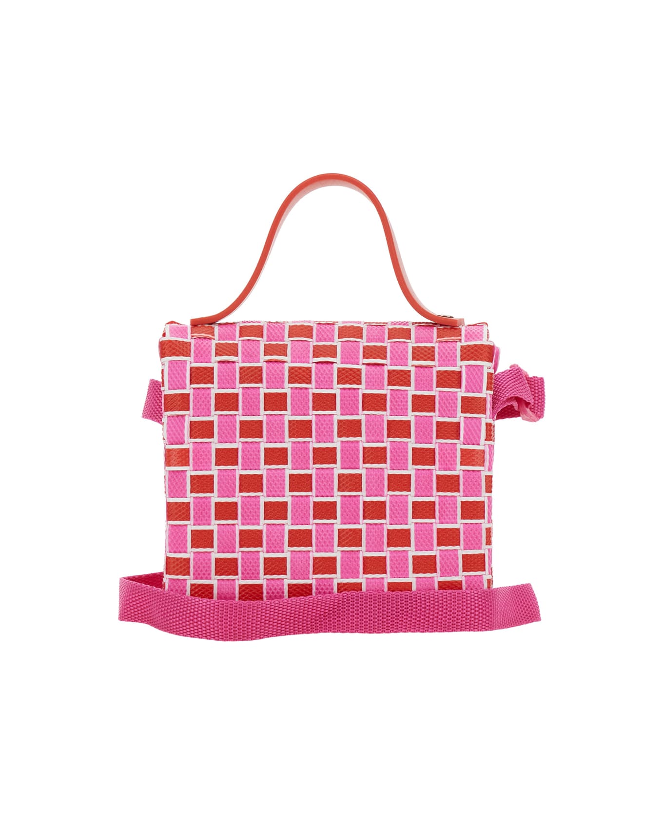 Marni 
joy Bag
 Pink Shoulder Bag With Woven Pattern In Tech Fabric Girl - Fuxia