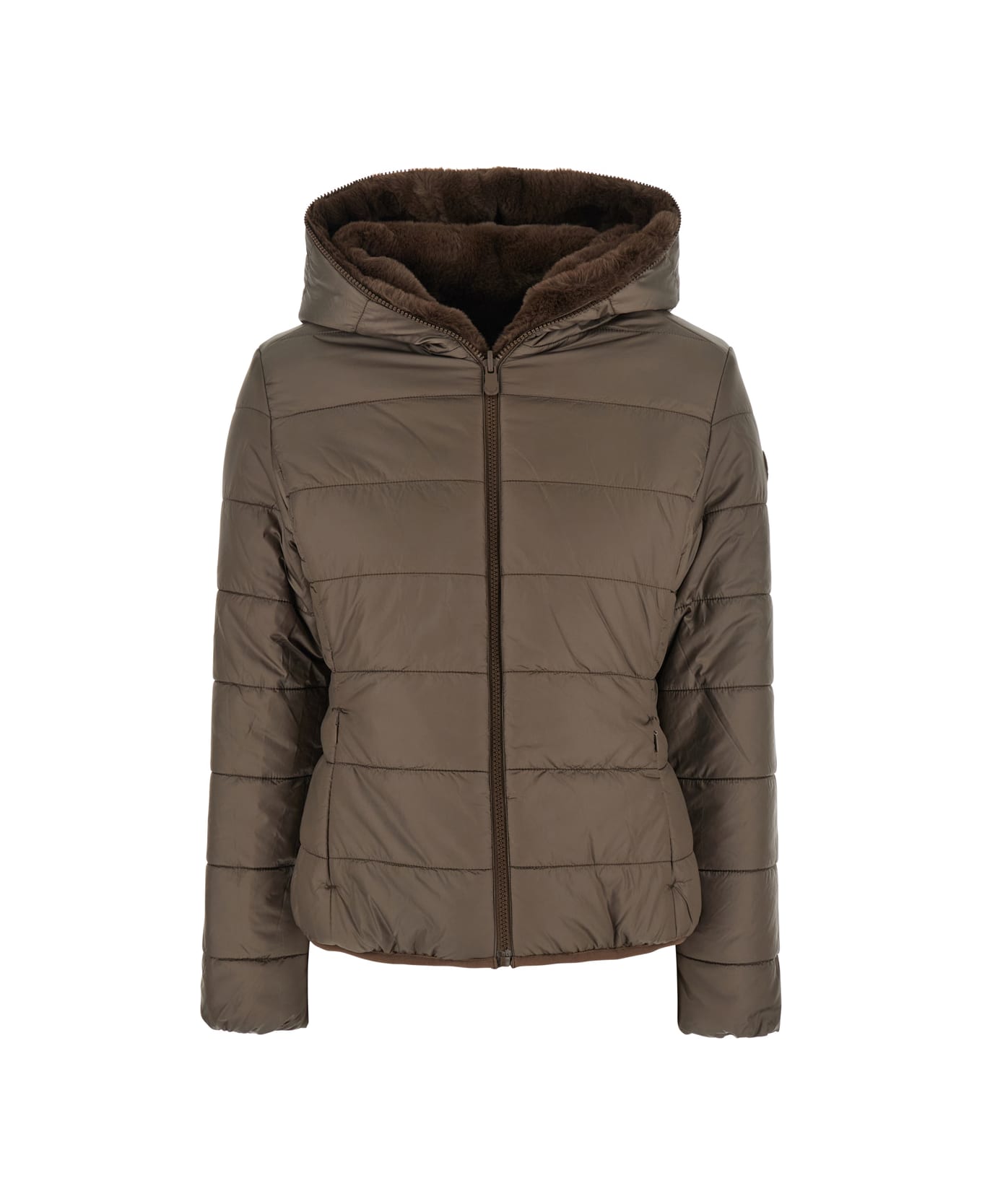 Save the Duck 
laila
 Brown Down Jacket With Hood I N Ecofur Woman - Brown