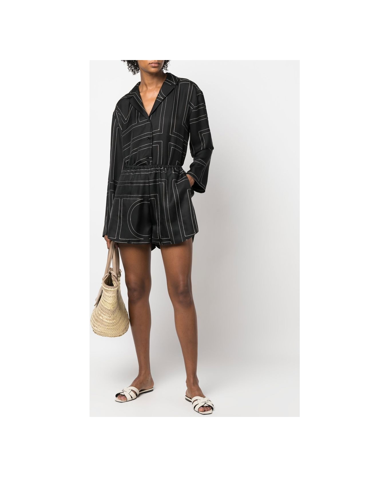 Totême Silk Pajama Shorts - Black