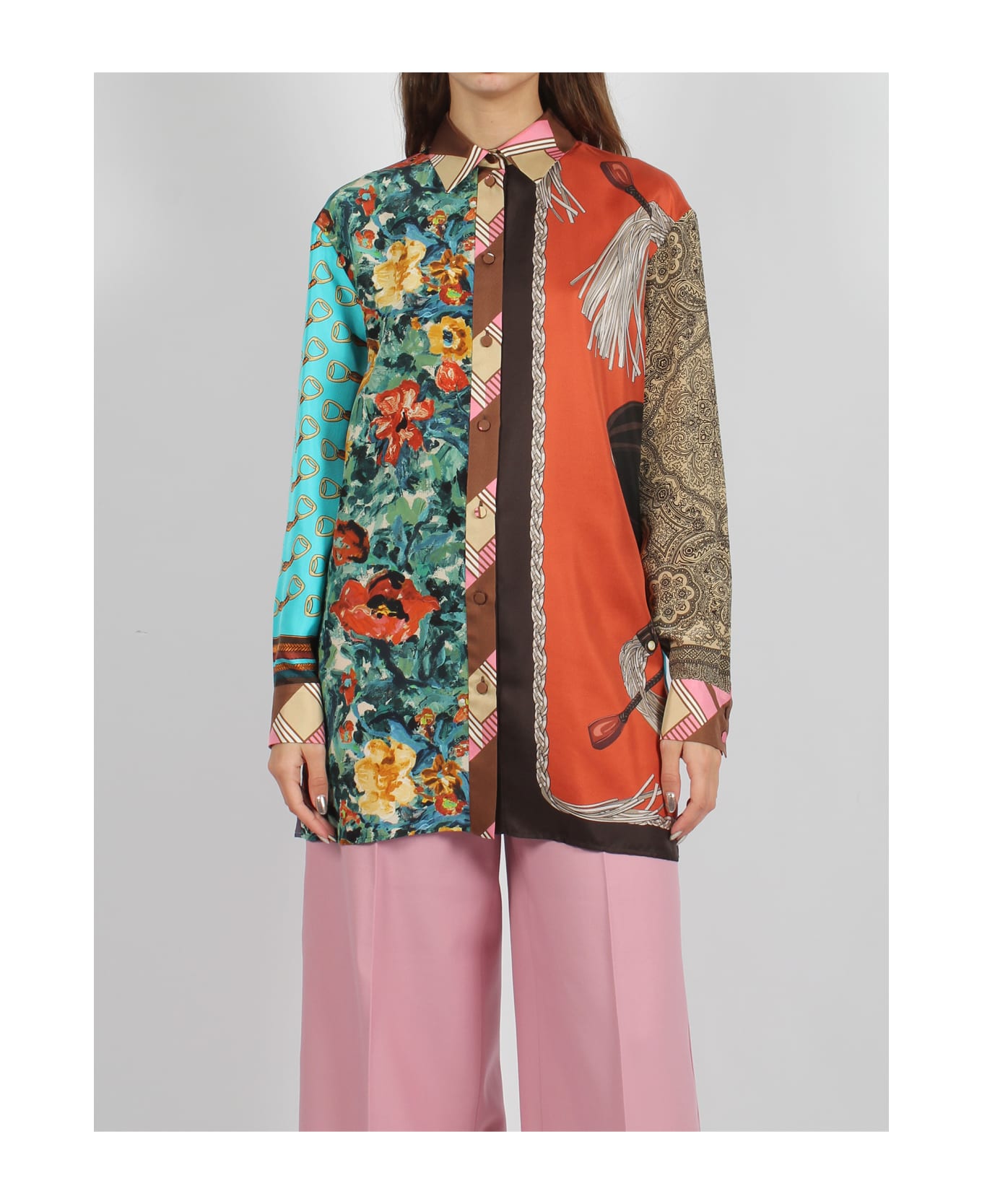 Gucci Heritage Patchwork Print Silk Shirt - Multicolour シャツ