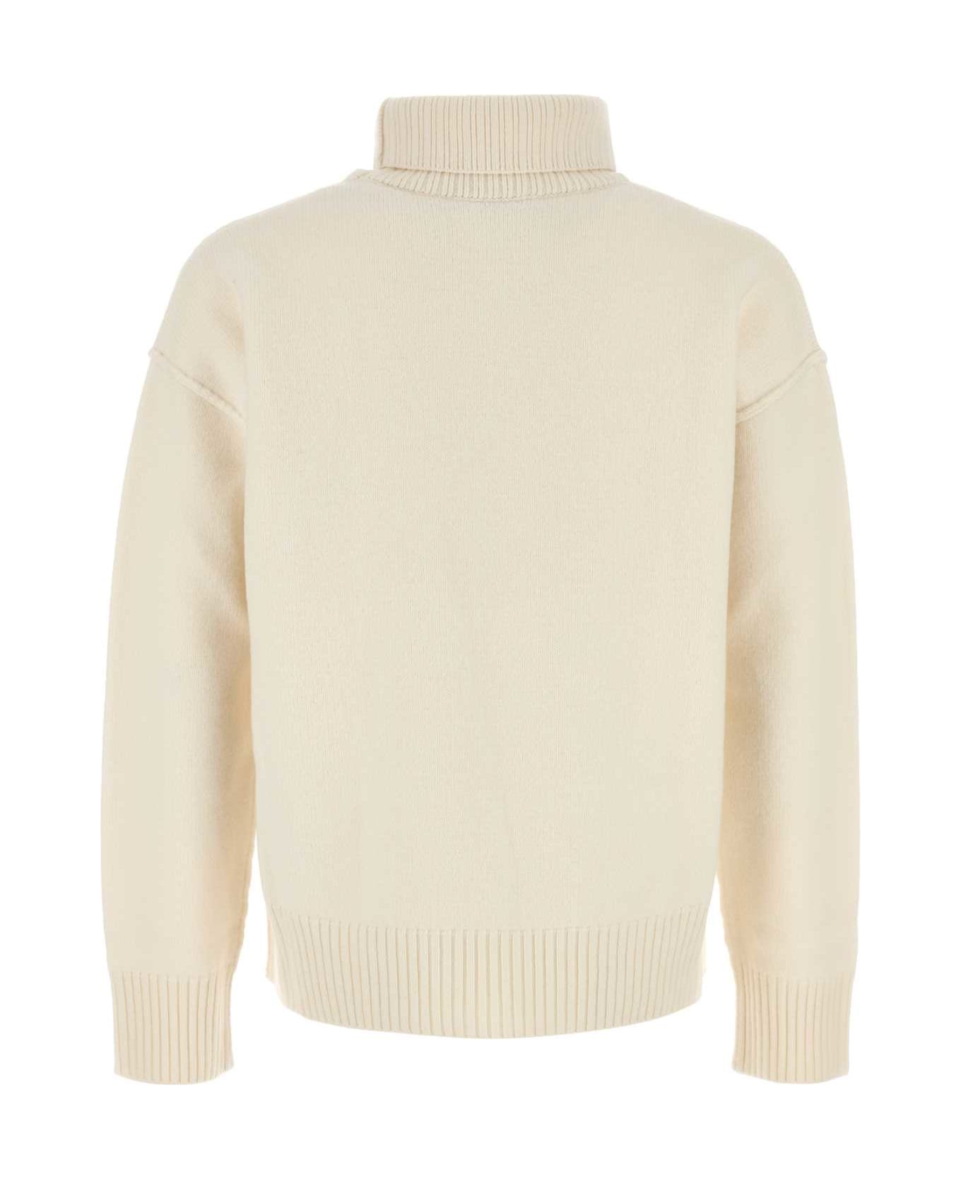 Ami Alexandre Mattiussi Ivory Wool Sweater - OFFWHITEBLACK