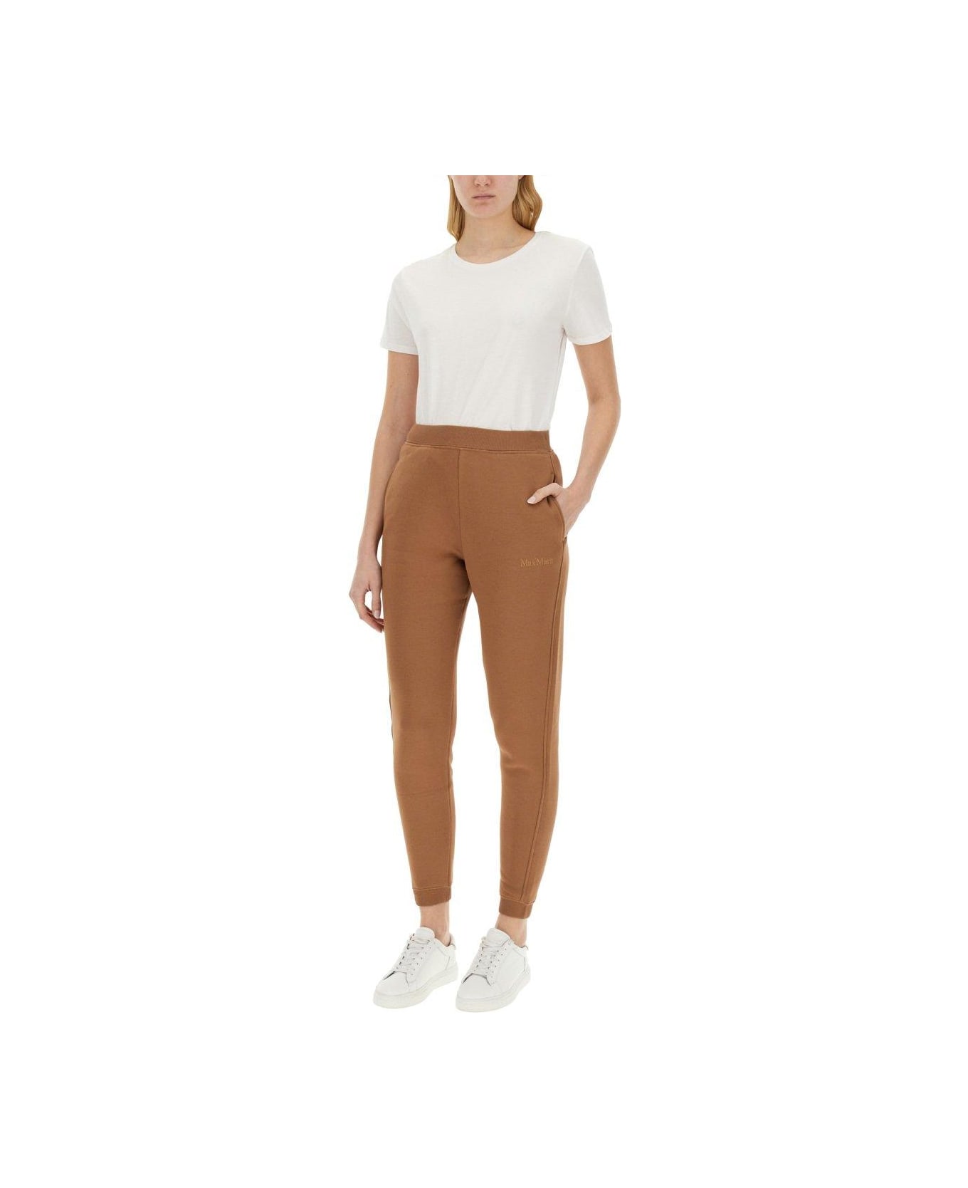 'S Max Mara Logo Embroidered Jogging Trousers - BROWN