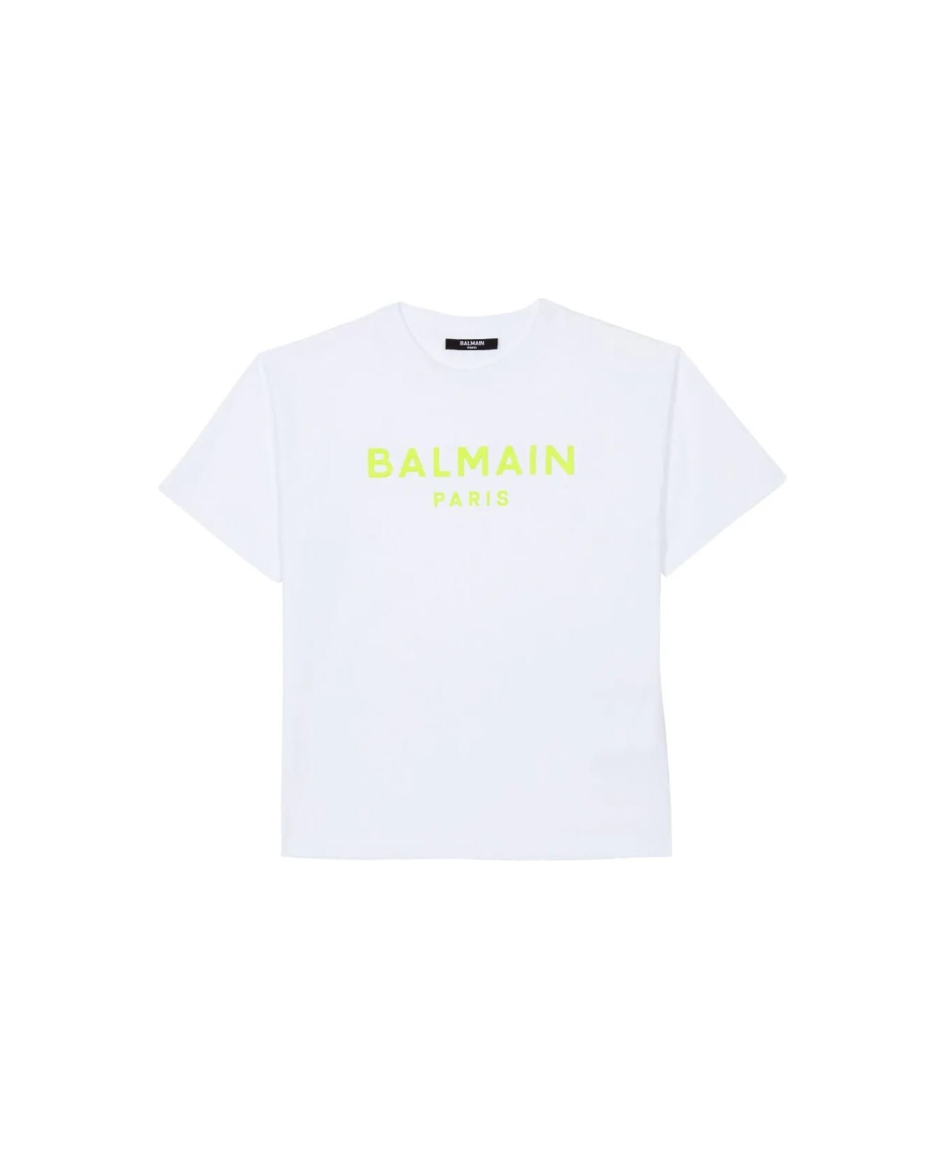 Balmain T-shirt Con Logo - White/yellow