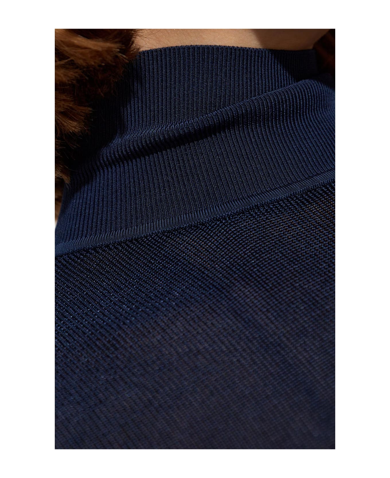 self-portrait Self Portrait Long Dress With Stand-up Collar - Blue