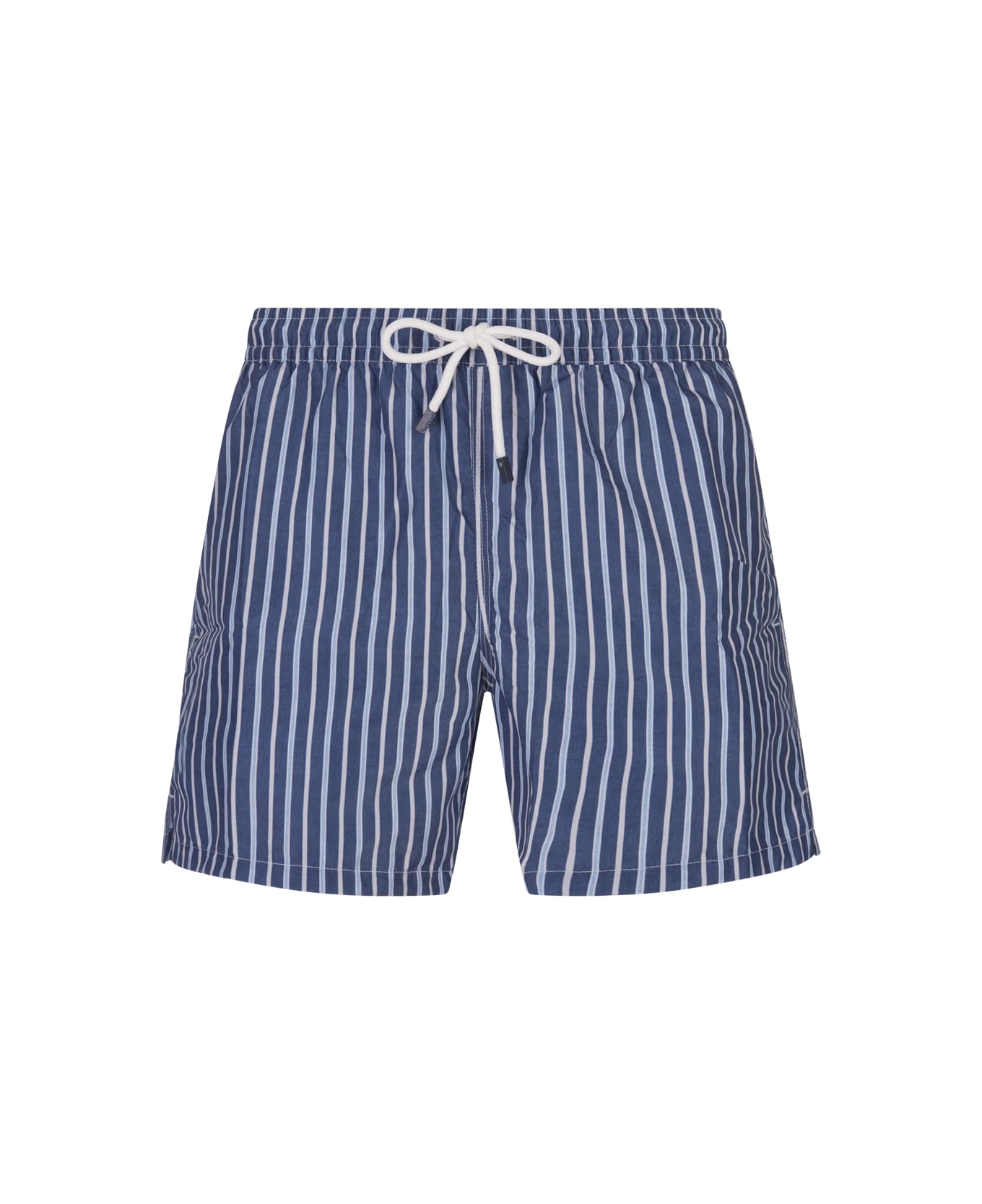 Fedeli Dark Blue Striped Swim Shorts - Blue