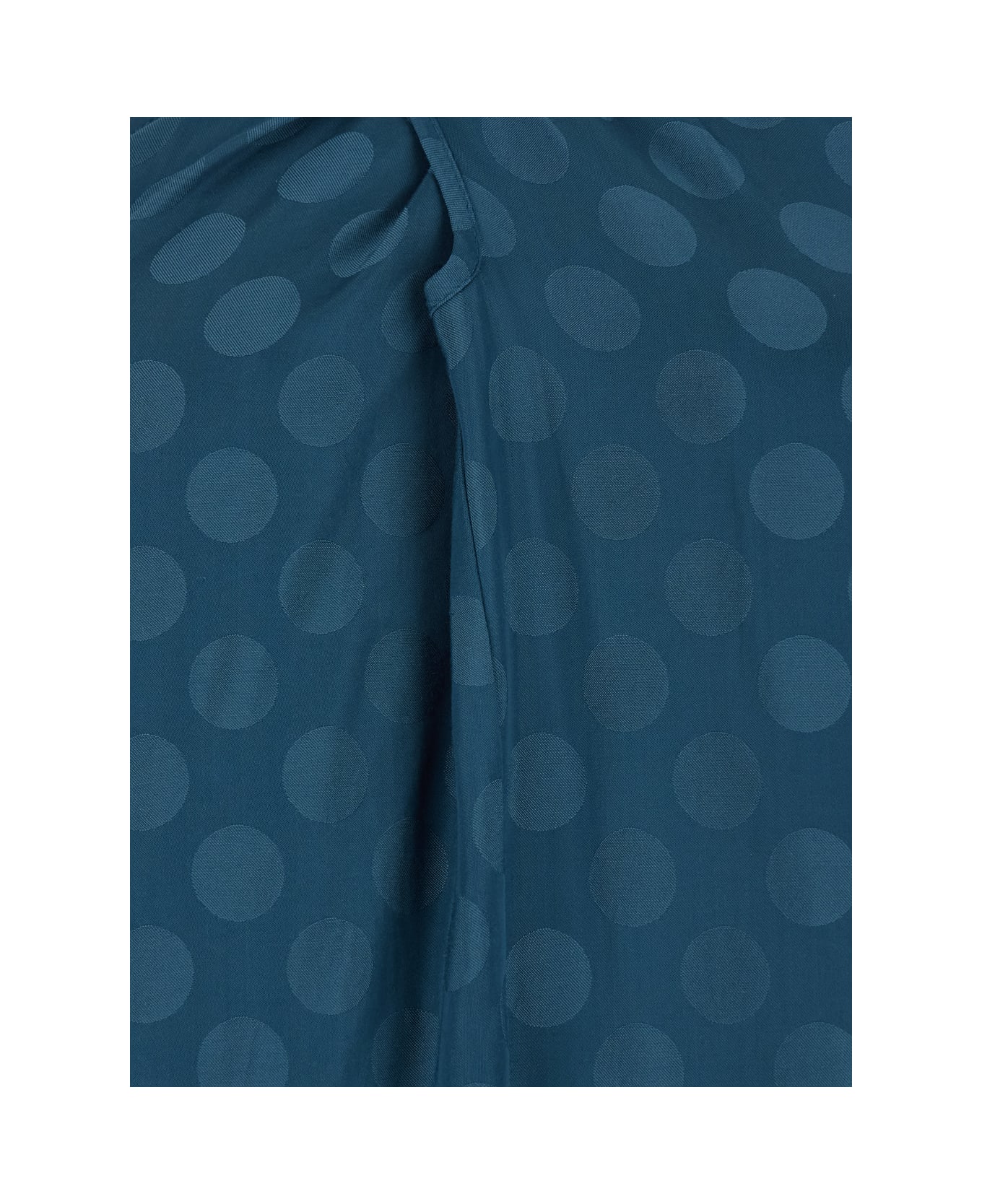 Merci Blue Dress With Neckline On The Front And Polka Dot Motif In Fabric Woman - Blu