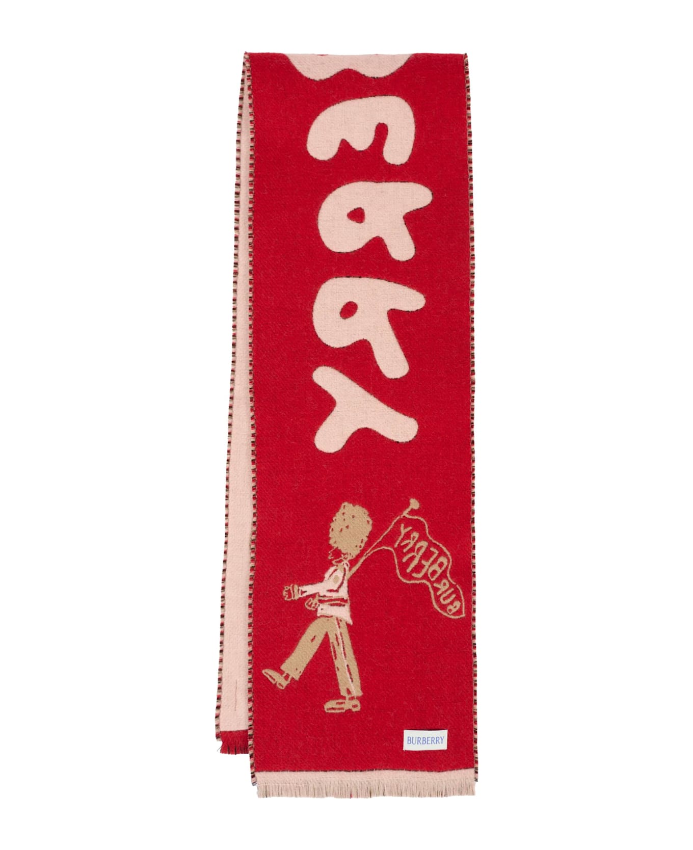 Burberry Pink Scarf For Girl With Logo - Pink