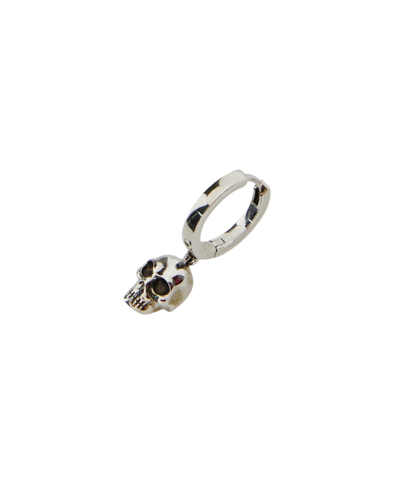 Alexander McQueen Silver-colored Hoop Earrings With Skull-shaped Pendant In Brass Man - Metallic