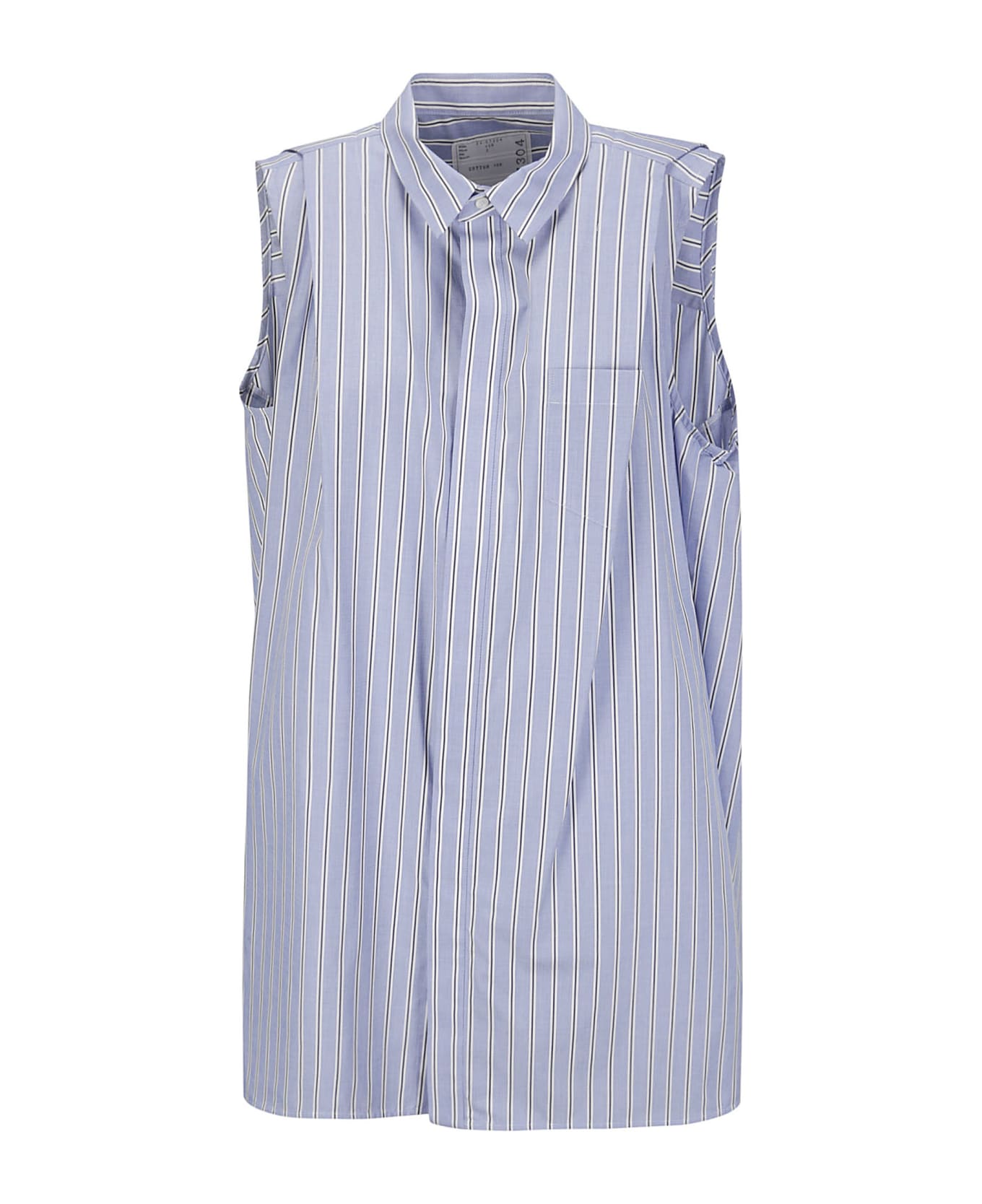 Sacai Cotton Poplin Shirt Dress - L/BLUE STRIPE
