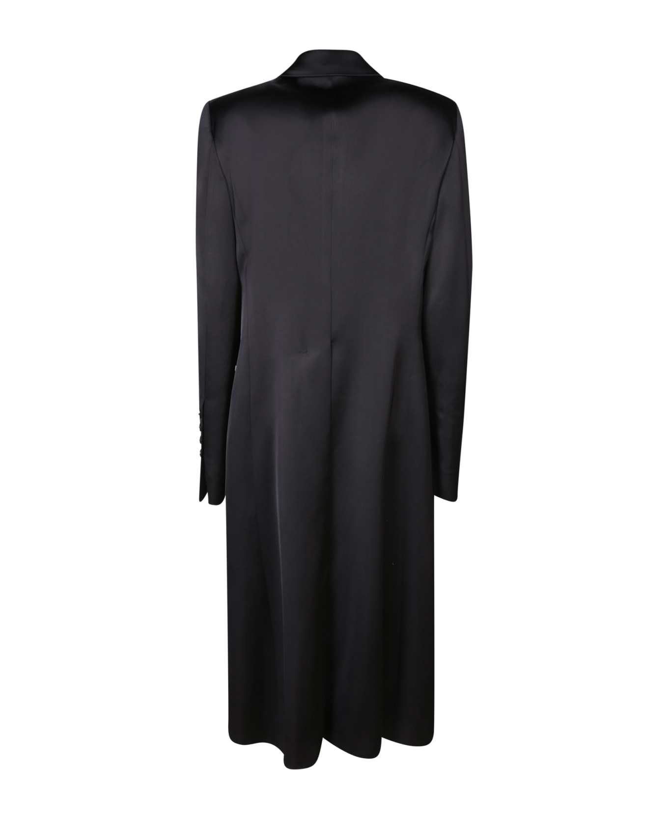 Sapio Double-breasted Viscose Satin Coat In Black - Black