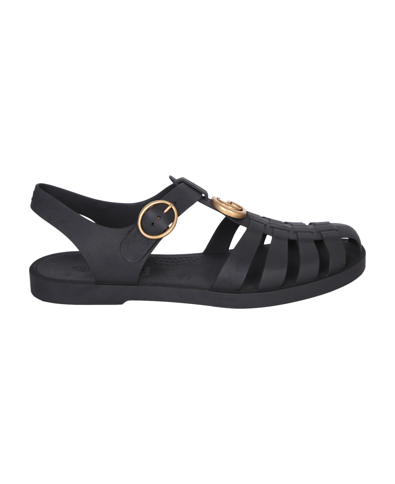 Gucci Buckle Strap Black Sandals - Black