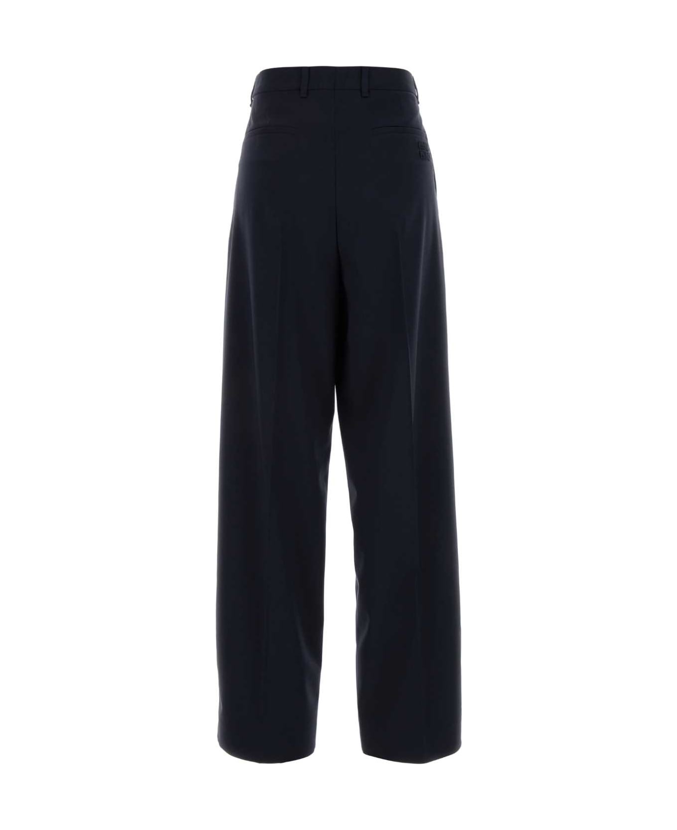 Miu Miu Dark Blue Stretch Wool Wide-leg Pant - BLEU