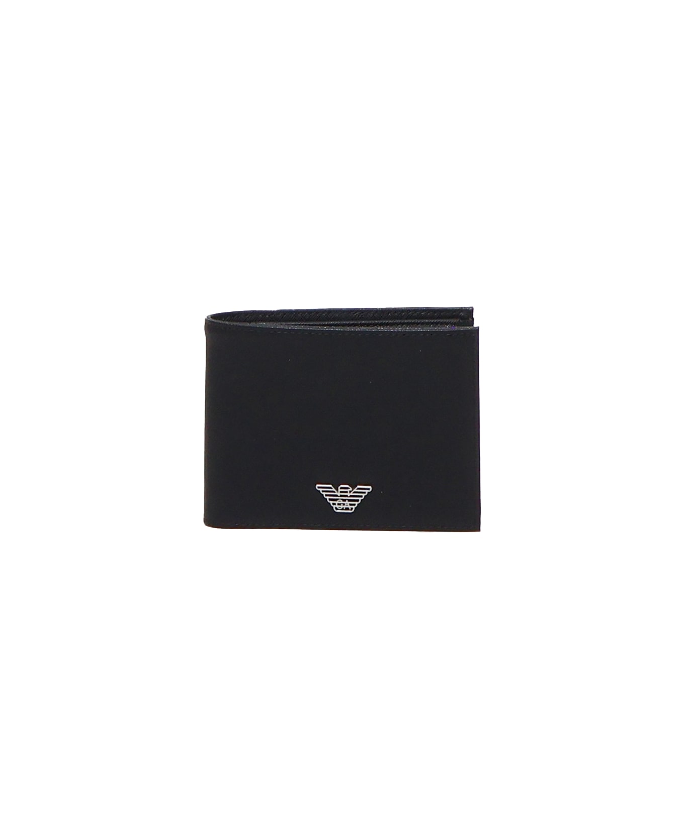 Emporio Armani Bi-fold Wallet With Logo Plaque - Black