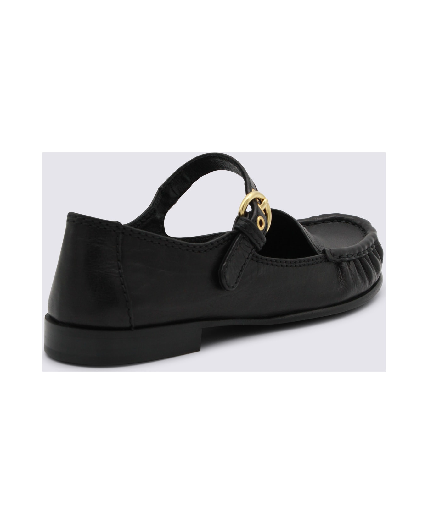 Miu Miu Black Leather Loafers - Black