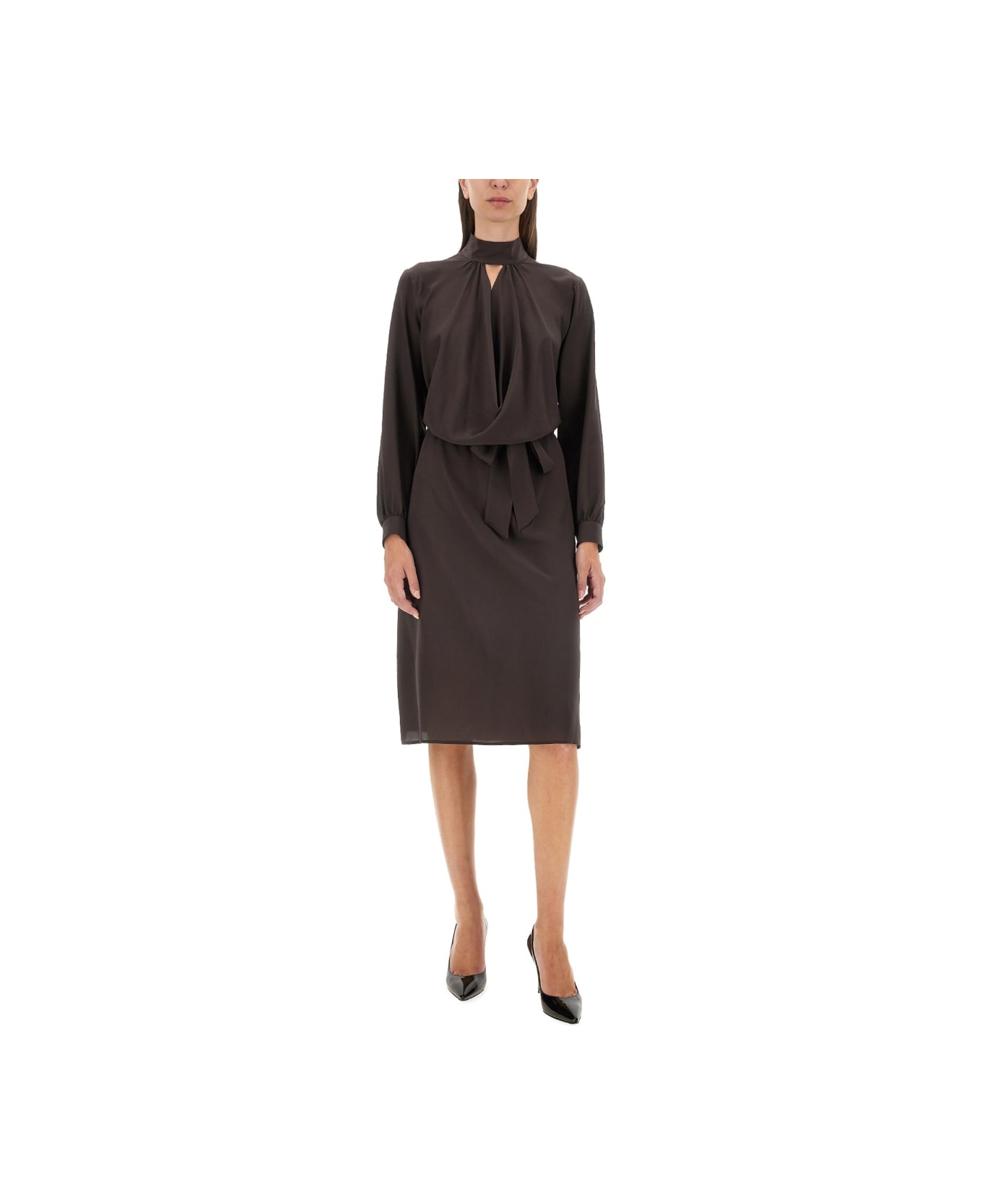 Kiton Silk Dress - DARK BROWN