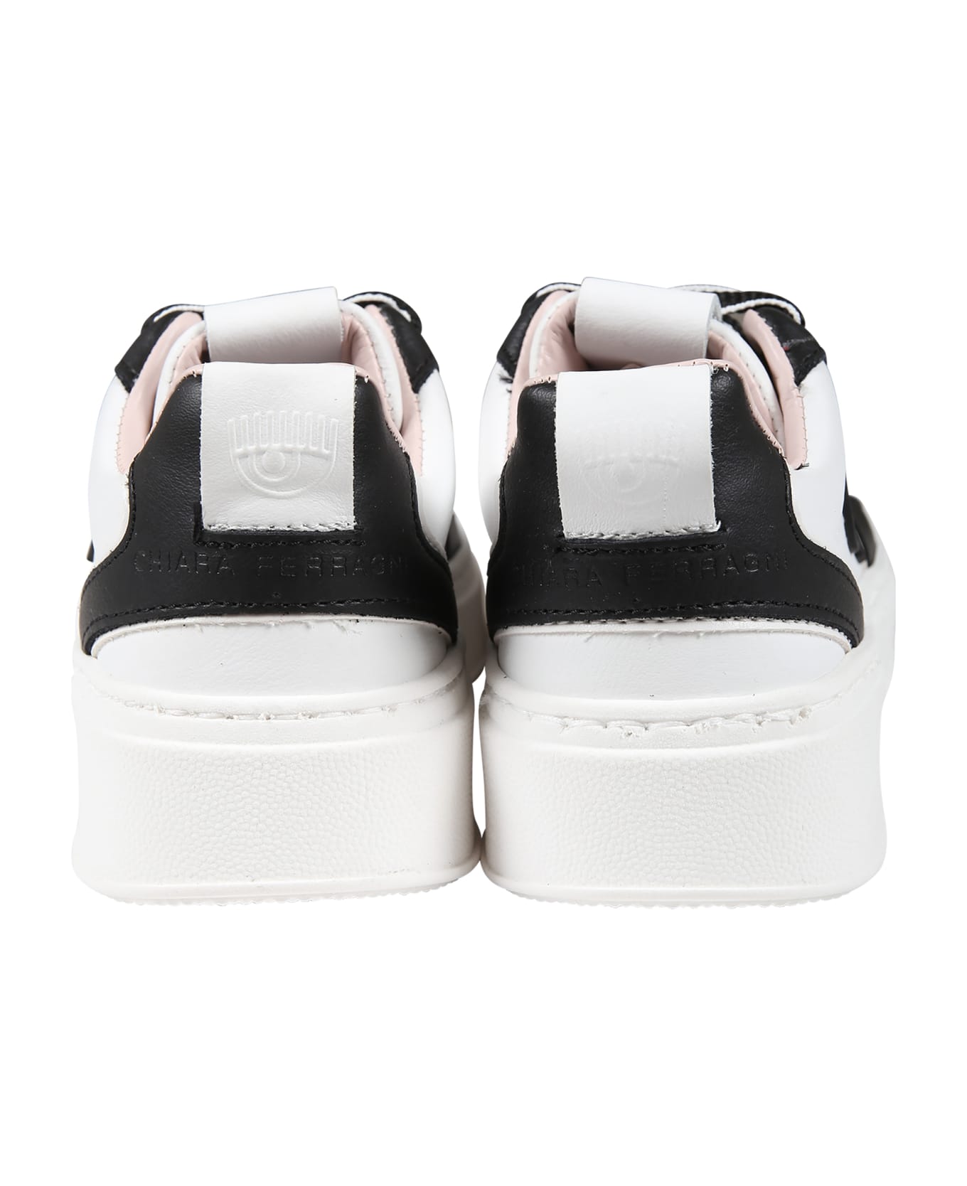 Chiara Ferragni White Sneakers For Girl With Eyestar - Multicolor