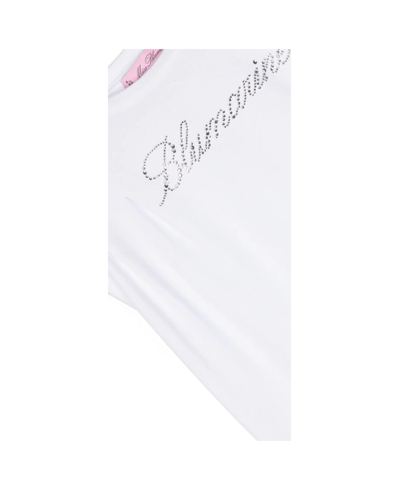 Miss Blumarine White T-shirt With Rhinestone Logo - White