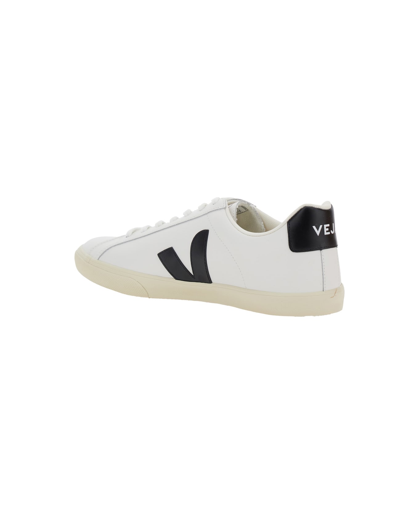 Veja 'esplar' White Low Top Sneakers With Contrasting Heel With Logo Lettering And Logo Patch On The Side In Leather Unisex - White