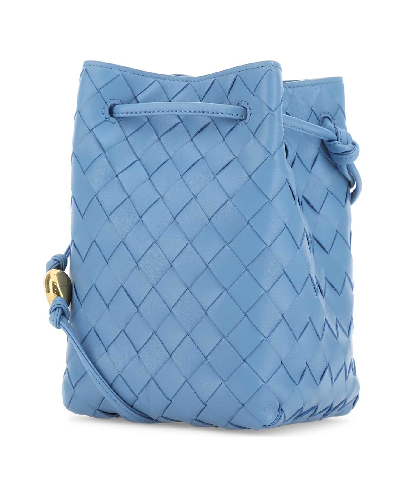Bottega Veneta Cerulean Blue Leather Bucket Bag - AZZURRO