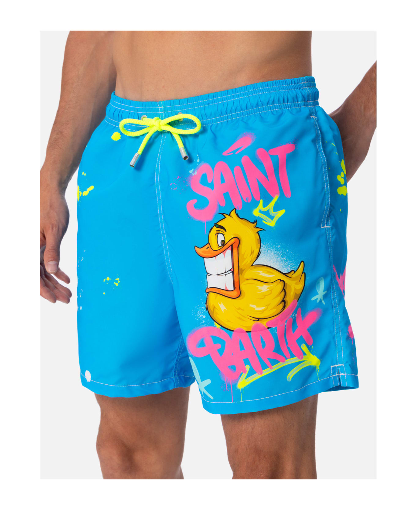 MC2 Saint Barth Man Swim Shorts With Duck Print | Crypto Puppets® Special Edition - SKY スイムトランクス