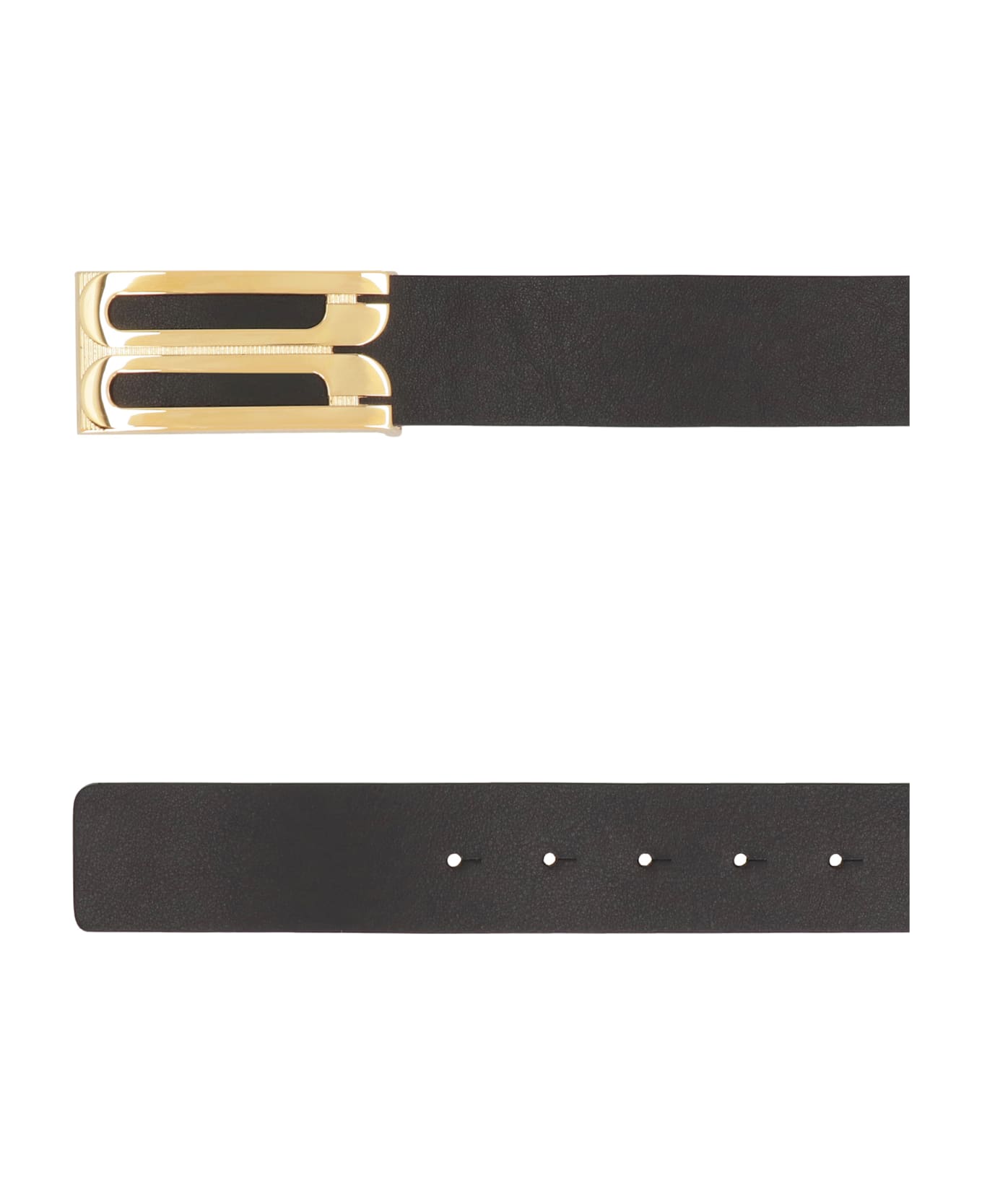 Victoria Beckham Logo Buckle Leather Belt - black
