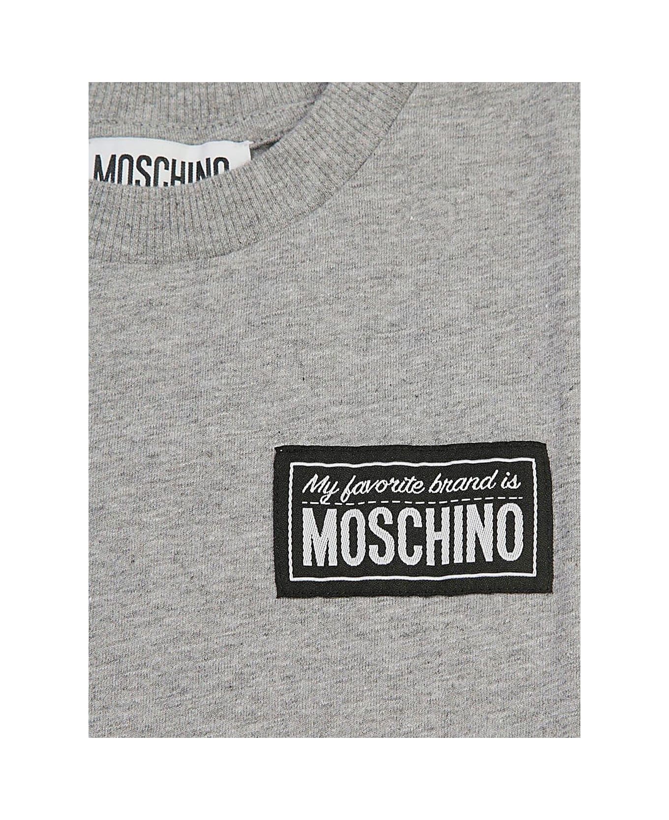 Moschino Logo-patch Crewneck T-shirt - Grey