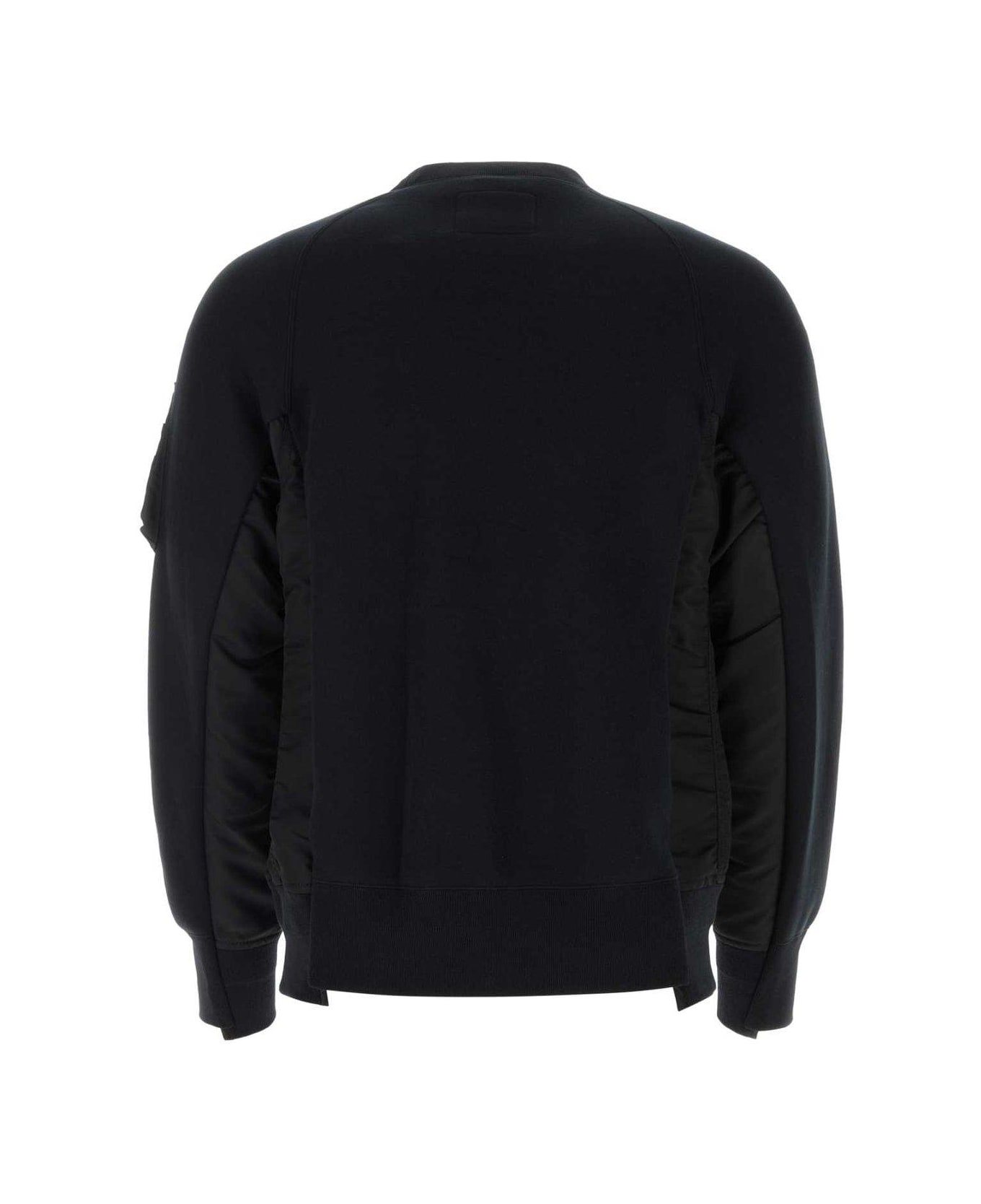 Sacai Panelled-design Crewneck Sweatshirt - 002 BLACK X BLACK