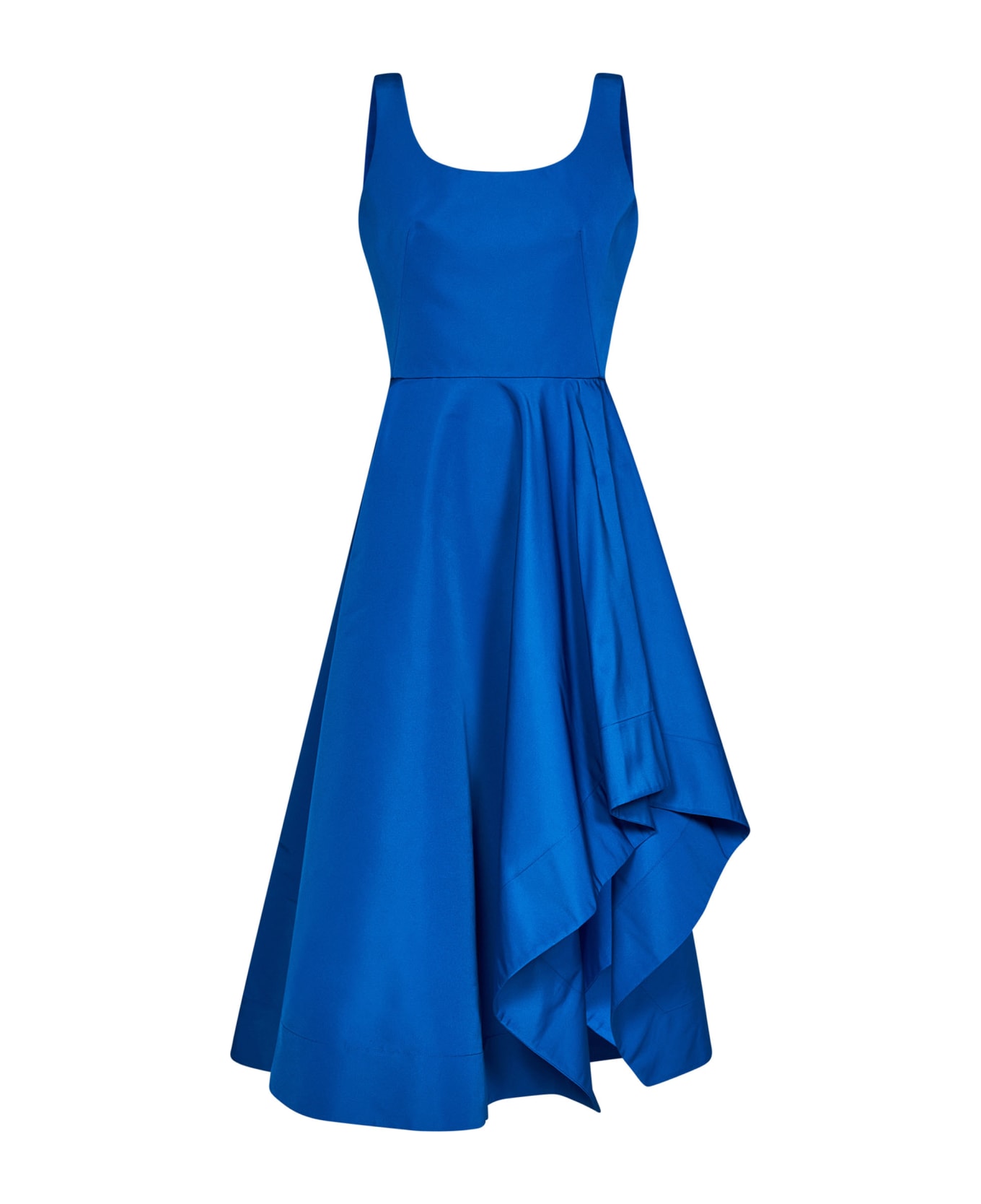 Alexander McQueen Draped Dress With Asymmetric Bottom - Blu
