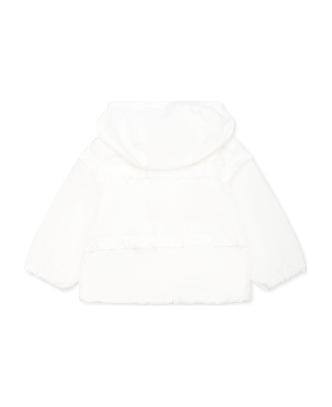 Moncler White Hiti Windbreaker Jacket For Baby Girl With Logo - White
