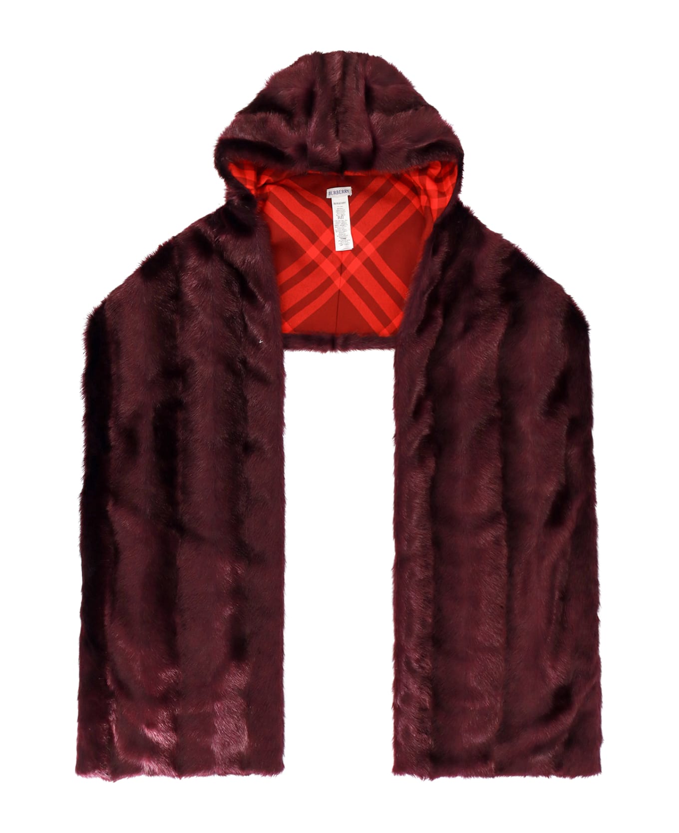 Burberry Eco Fur Hooded Scarf - Red スカーフ