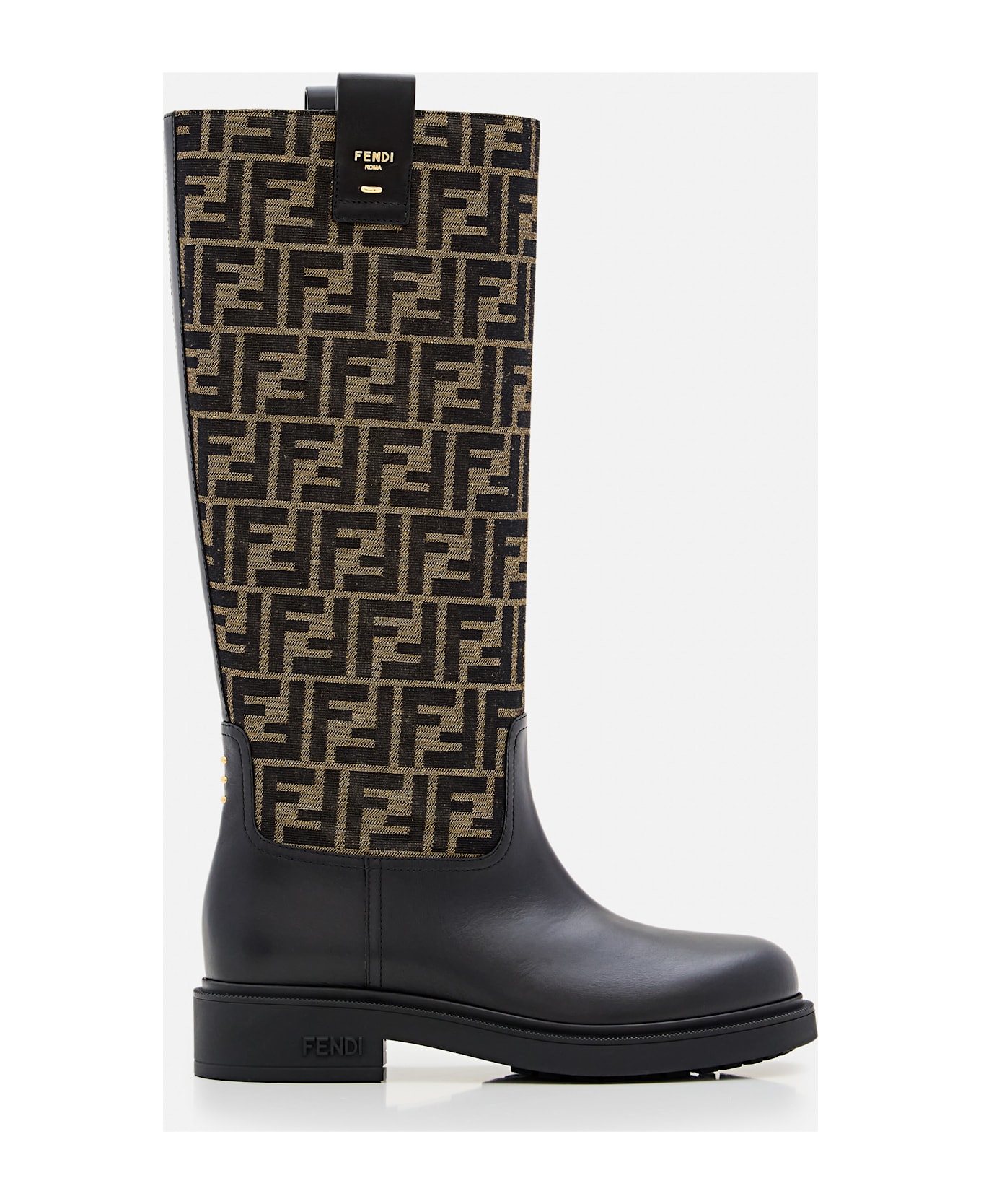 Fendi Ff Jacquard High Boots - Black