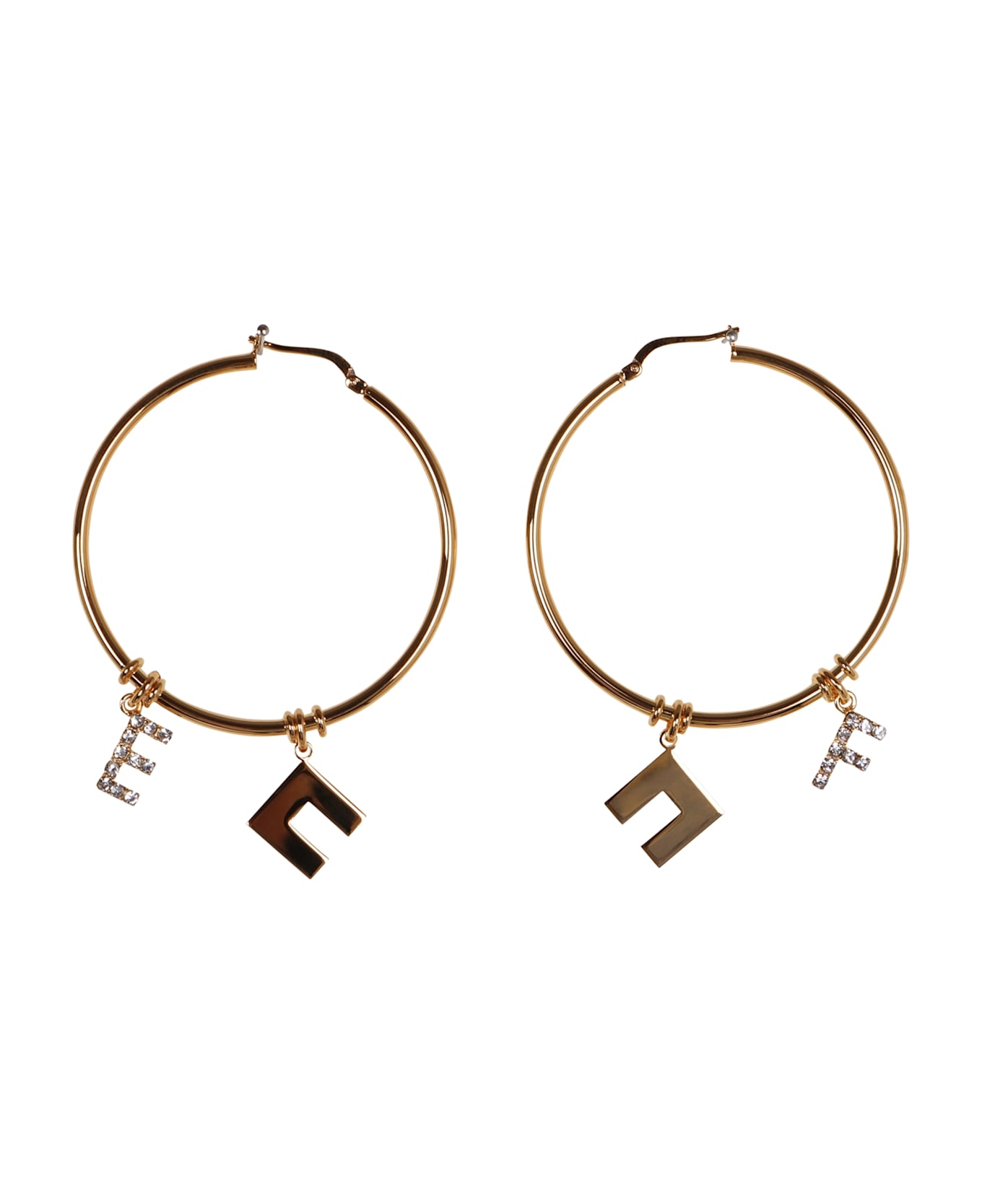 Elisabetta Franchi Logo Hoop Earrings - Gold