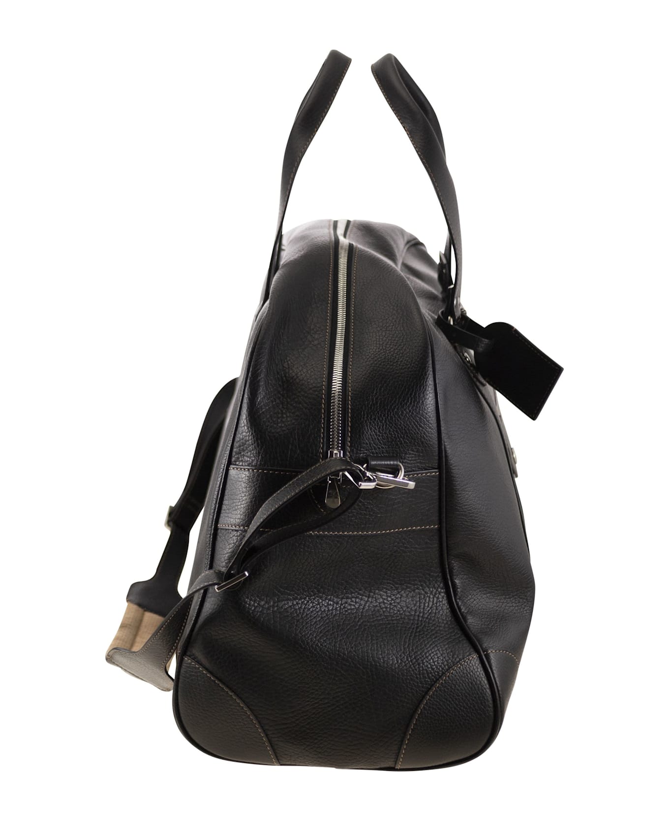 Brunello Cucinelli Grained Calfskin Weekender Bag - Black