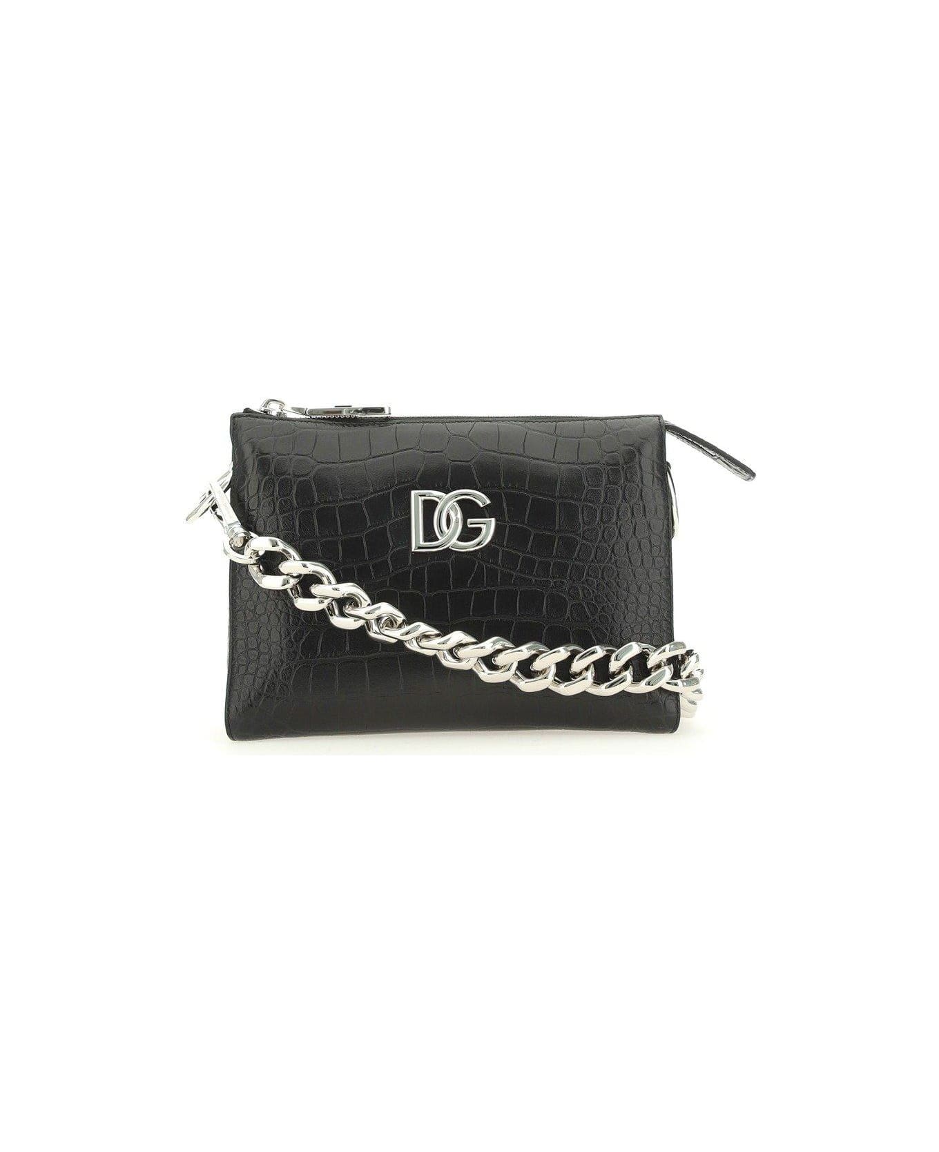 Dolce & Gabbana Logo-plaque Chained Crossbody Bag - Nero