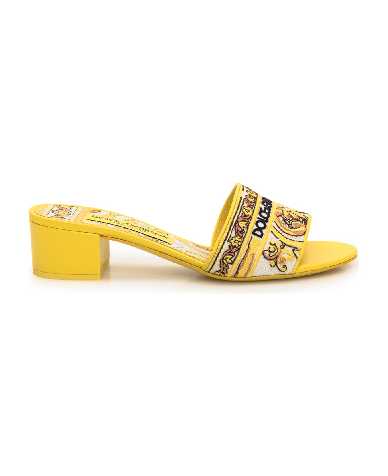 Dolce & Gabbana Flat Slipper Embroidered - Yellow