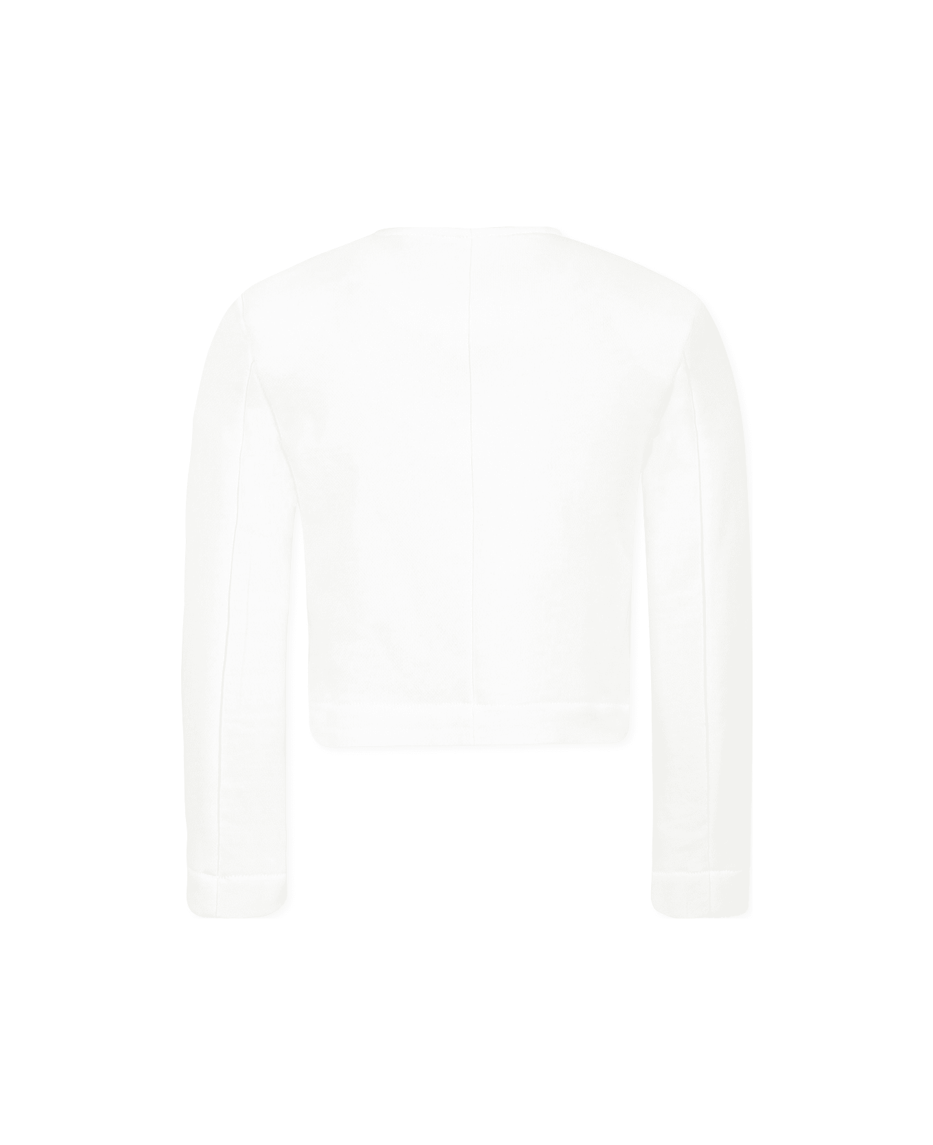 Balmain White Crop Jacket For Girl With Logo - White