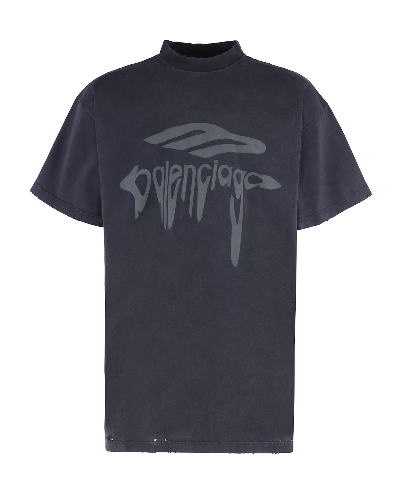 Balenciaga Cotton Crew-neck T-shirt - FADED WASH BLACK