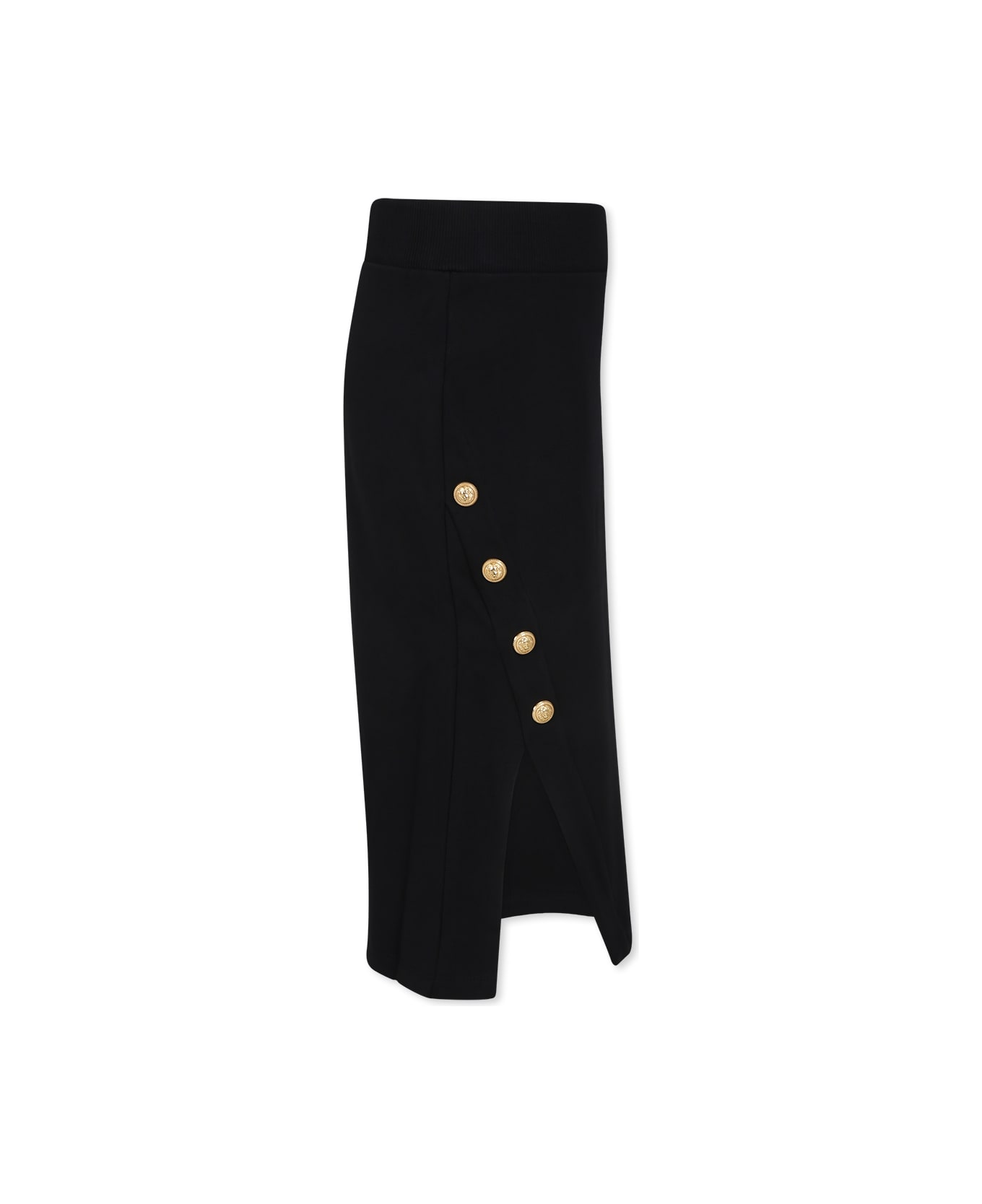 Balmain Black Skirt For Girl With Logo - Black