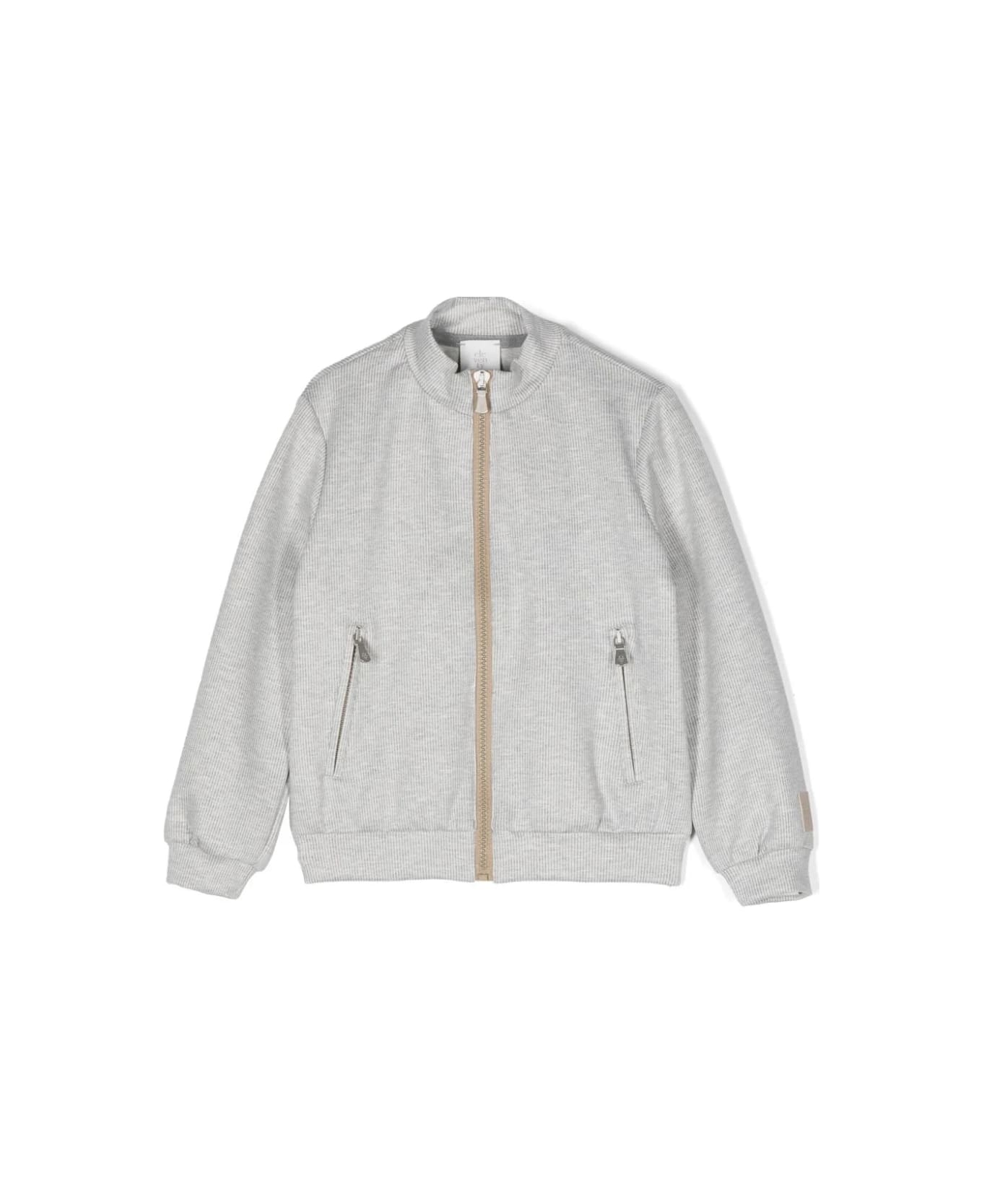 Eleventy Grey Striped Sweatshirt With Beige Zip - Grey ニットウェア＆スウェットシャツ