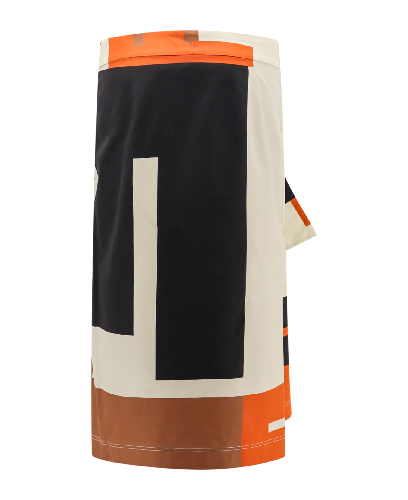 Fendi Multicolor Printed Poplin Skirt - Orange