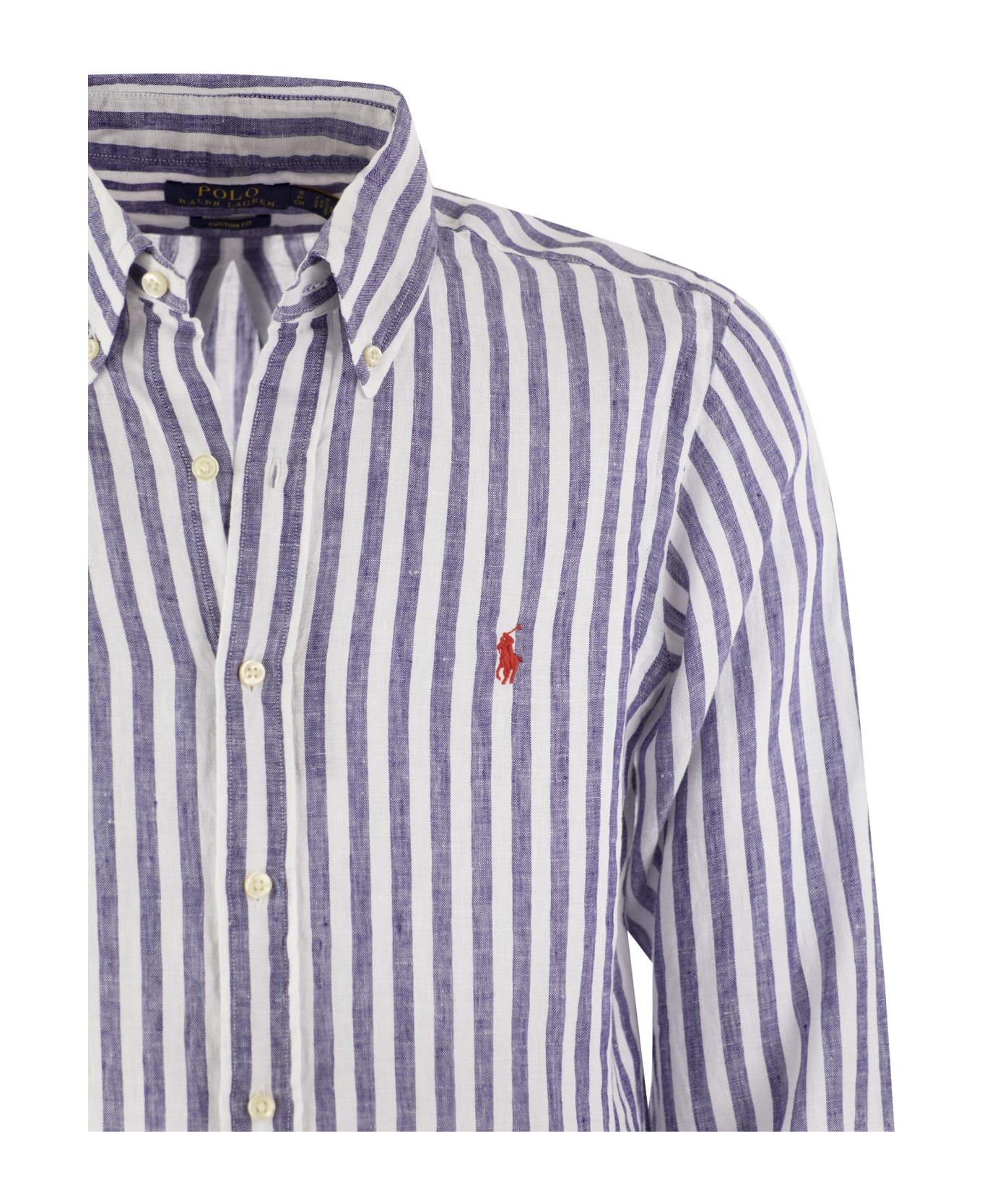 Polo Ralph Lauren Custom-fit Striped Linen Shirt - Blue/white