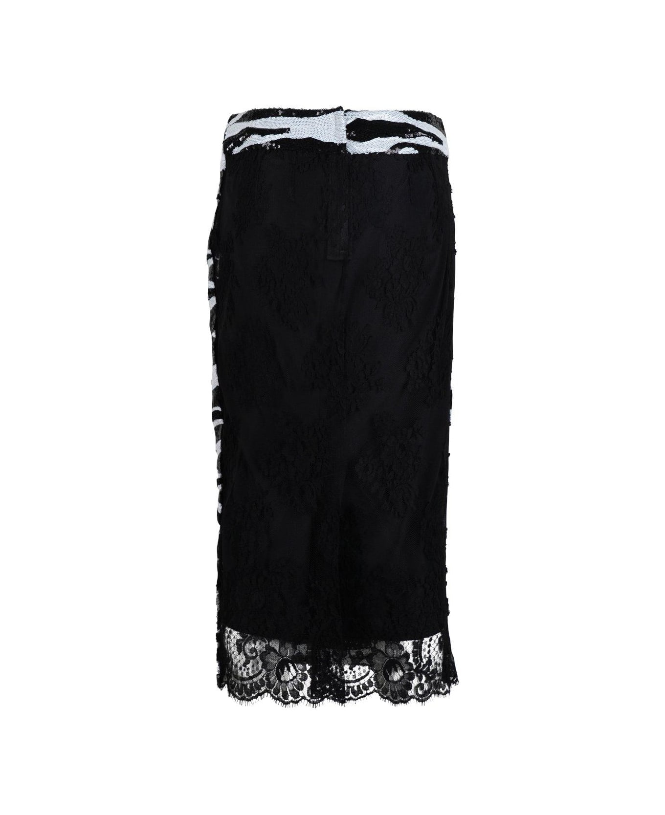 Dolce & Gabbana Sequin Embellished Pencil Skirt - Bianco/nero