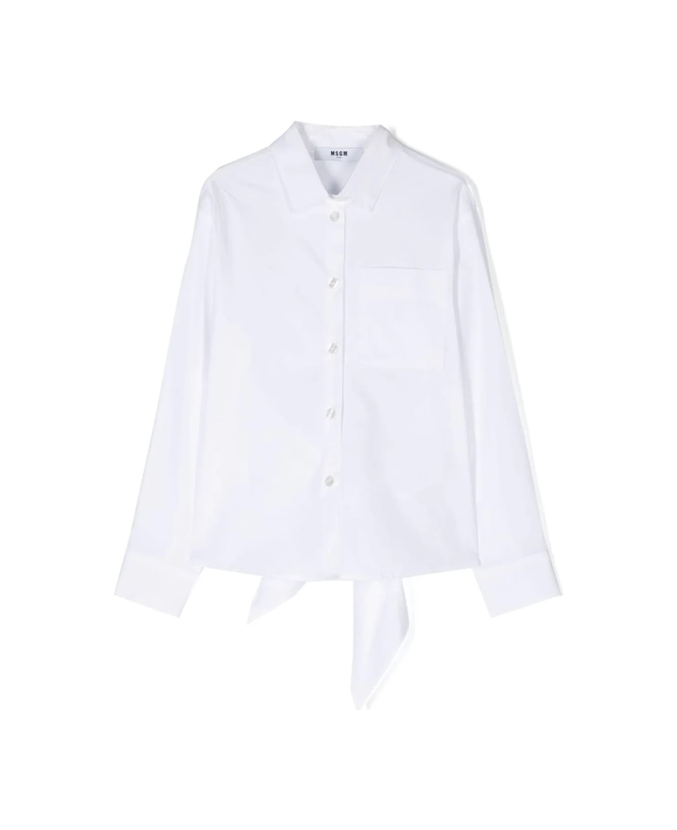 MSGM Camicia Con Ricamo - White