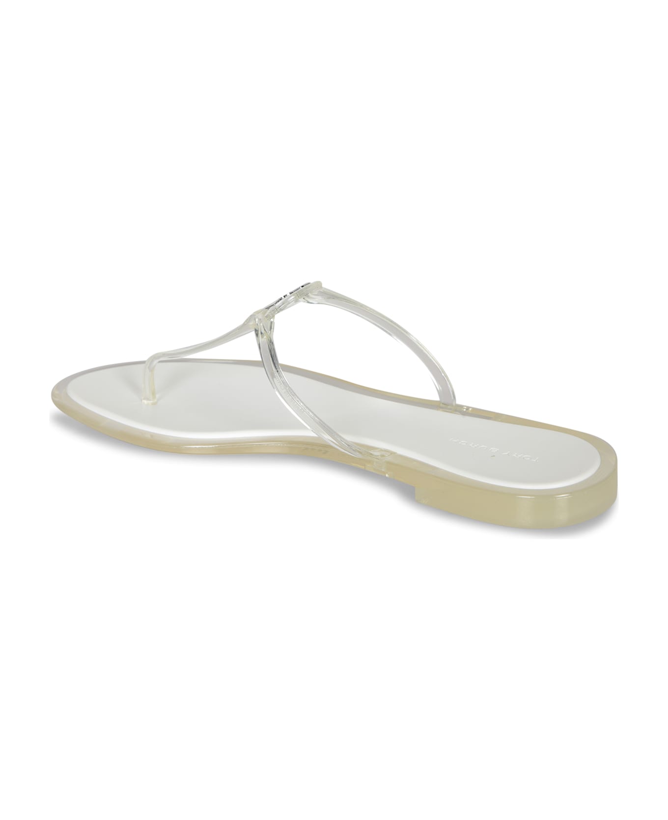 Tory Burch Miller Jelly Clear Silver Sandal - White