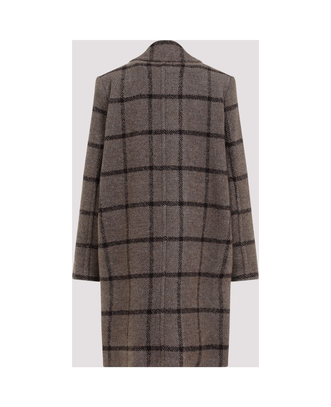 Patou Soft Tailored Coat - Gray Checkerboard