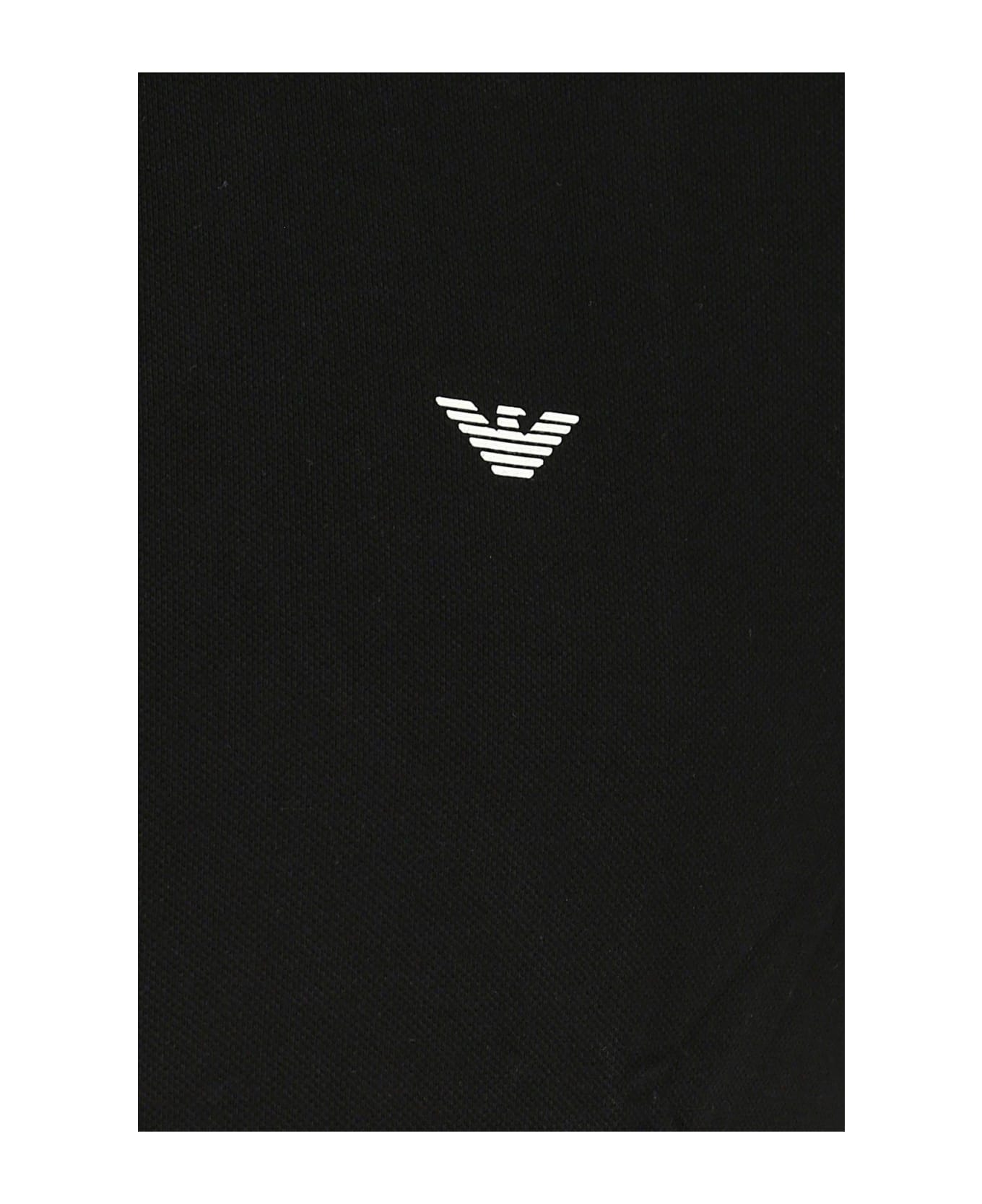 Emporio Armani Black Stretch Cotton Polo Shirt - Black シャツ