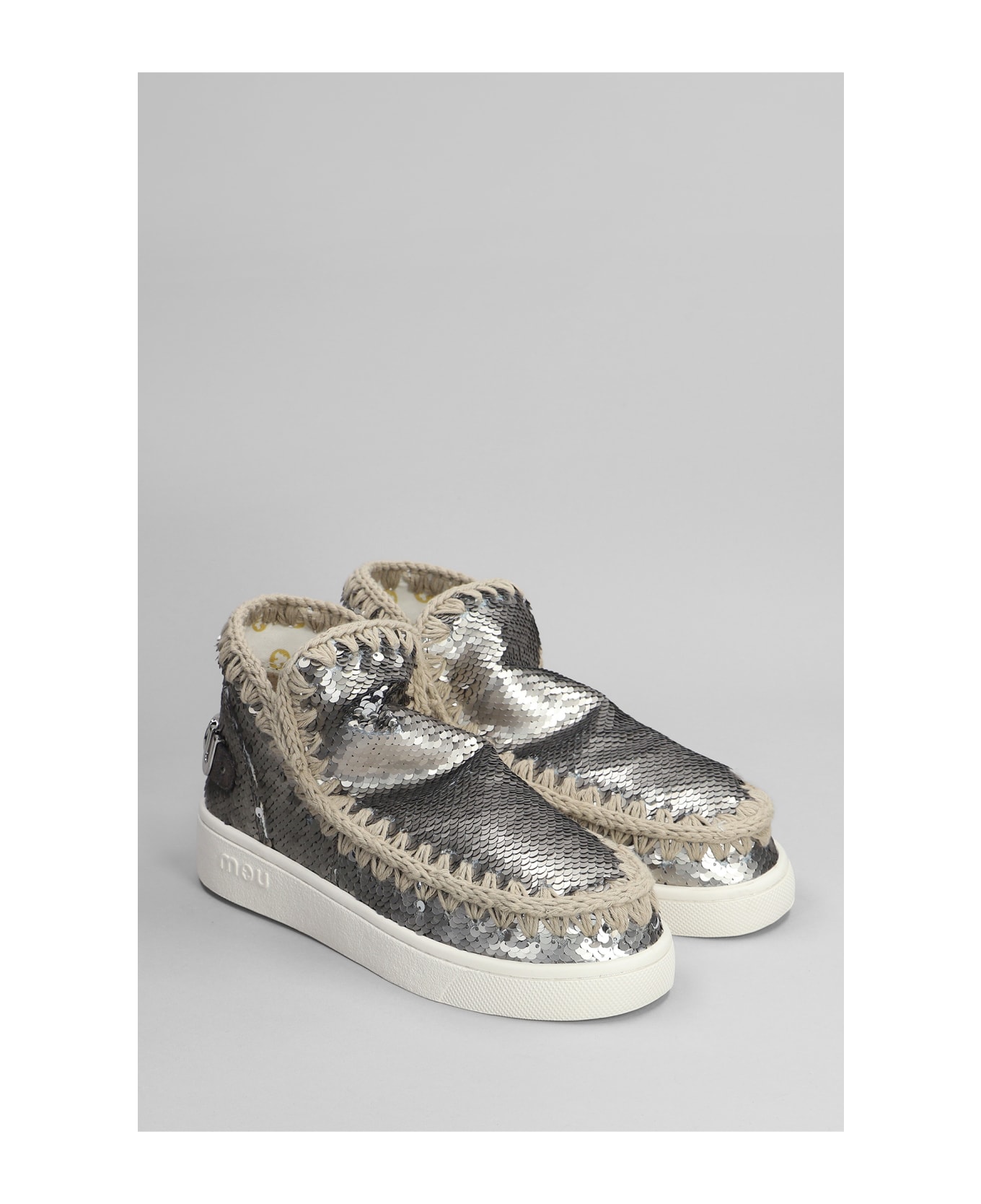 Mou Eskimo Sneaker Low Heels Ankle Boots In Gunmetal Synthetic Fibers - Gunmetal