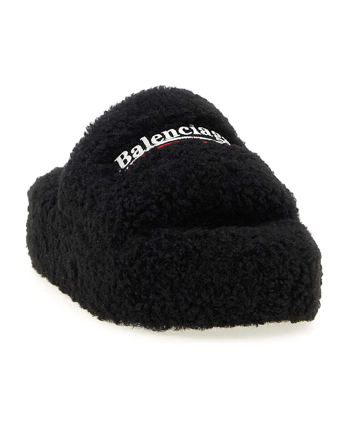 Balenciaga 'furry Platform' Slides - Black  