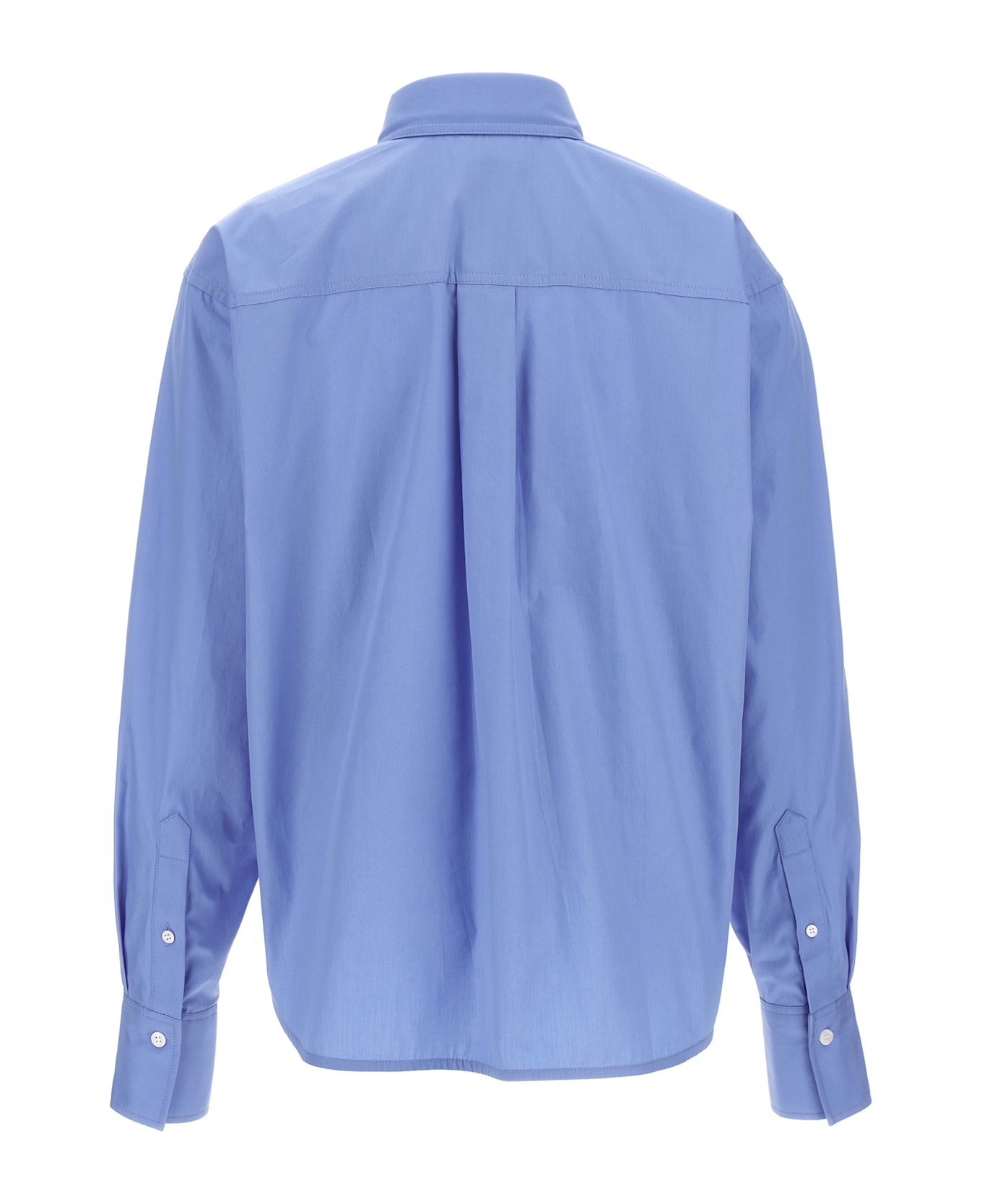 Victoria Beckham Cropped Shirt With Logo Embroidery - Light Blue シャツ