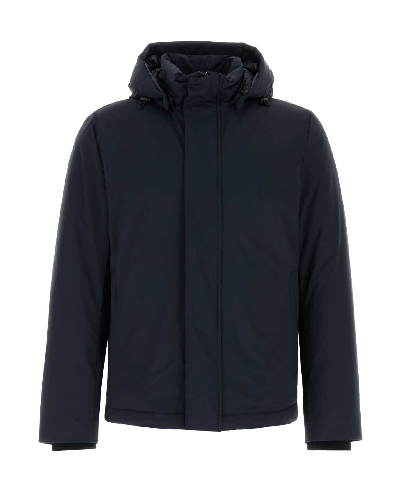 Woolrich Midnight Blue Stretch Nylon Down Jacket - MELBLU